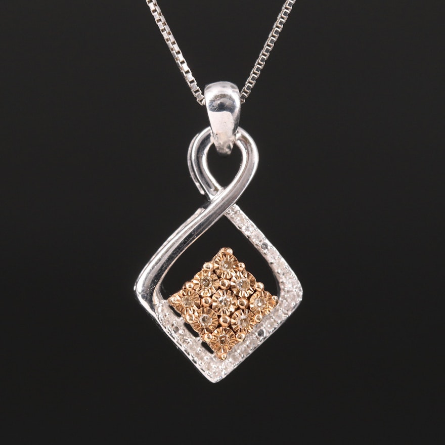 Sterling Diamond Pendant Necklace