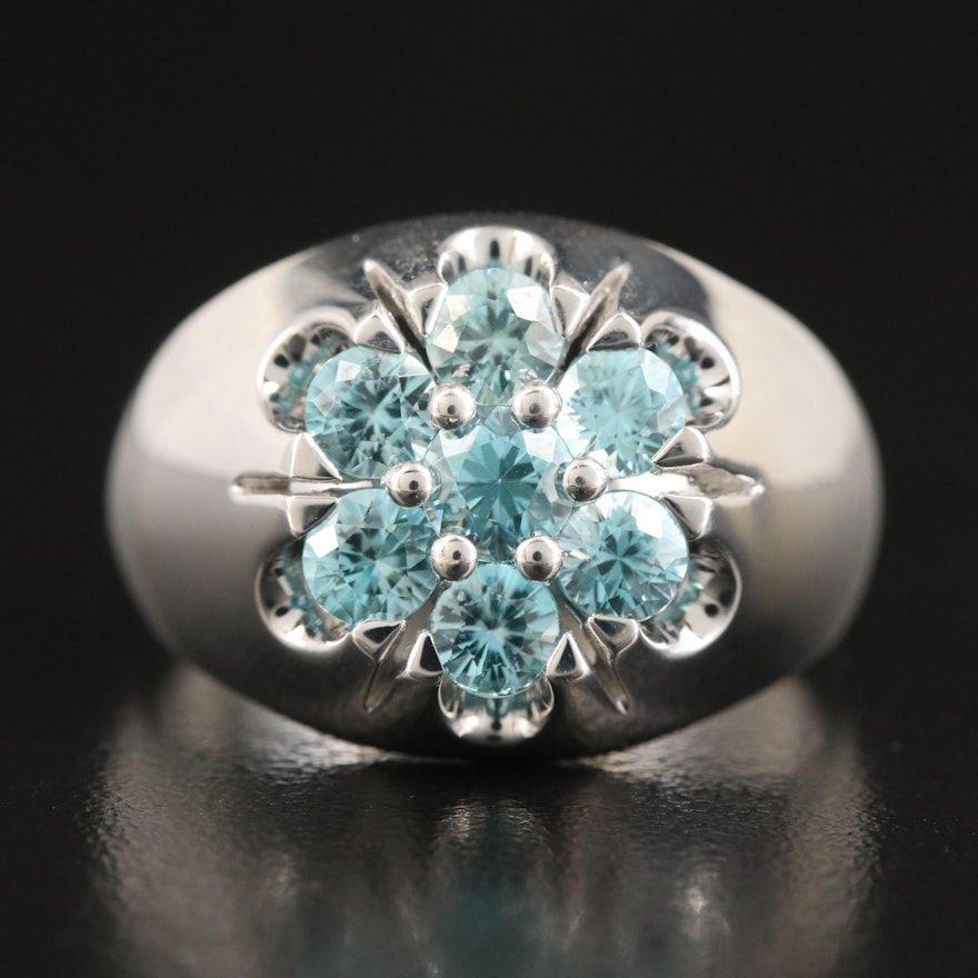 Sterling Zircon Cluster Ring