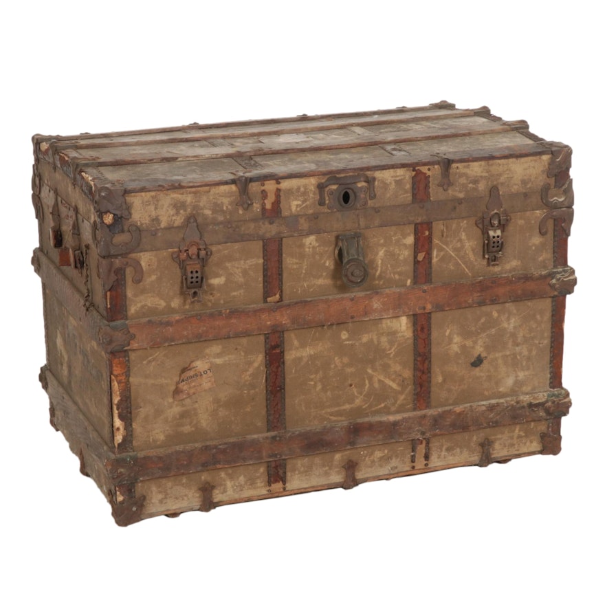 Wood and Metal Steamer Trunk