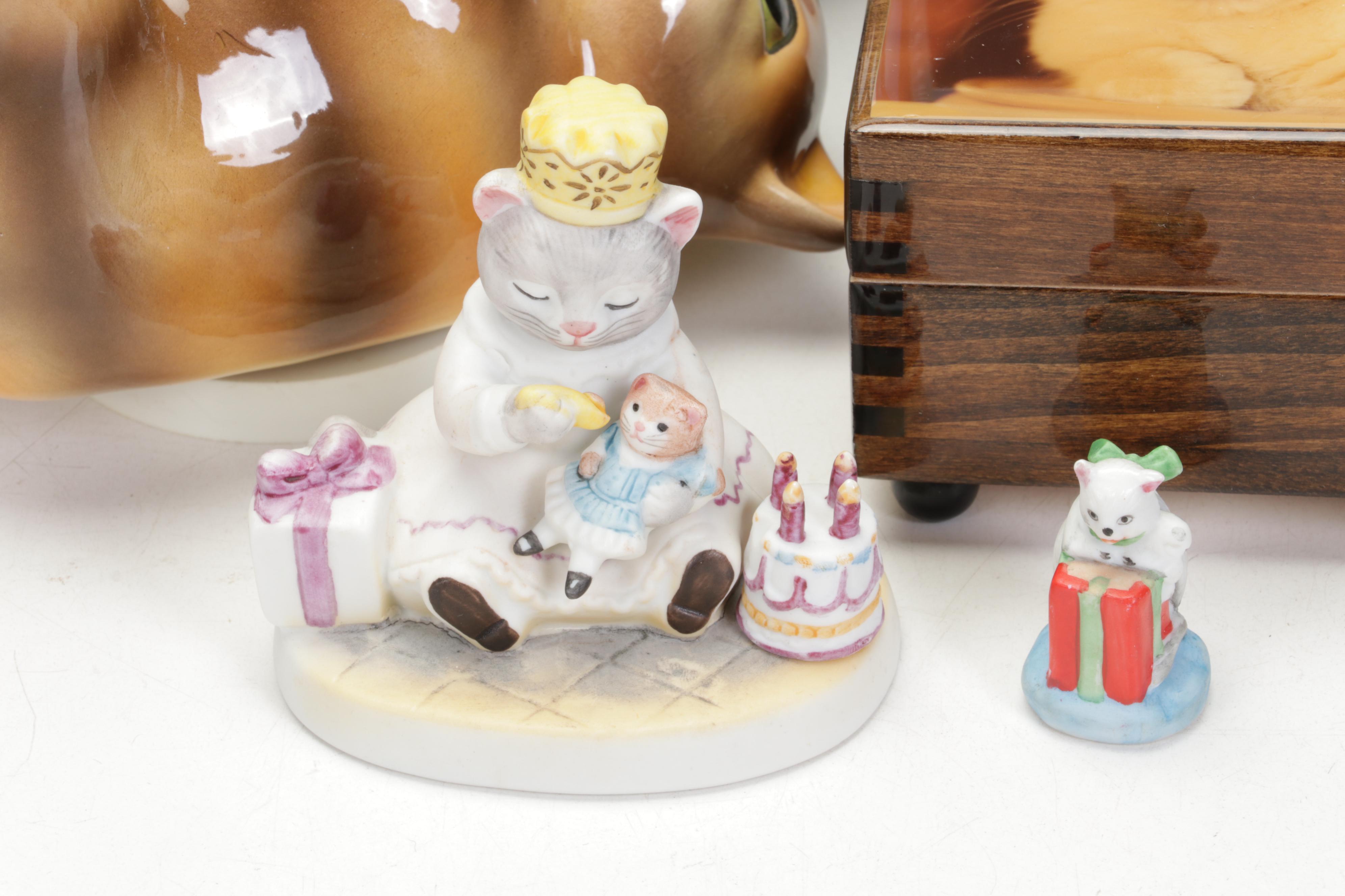 Schmid, Reuge and Enesco Cat Themed Music Boxes and Figurines
