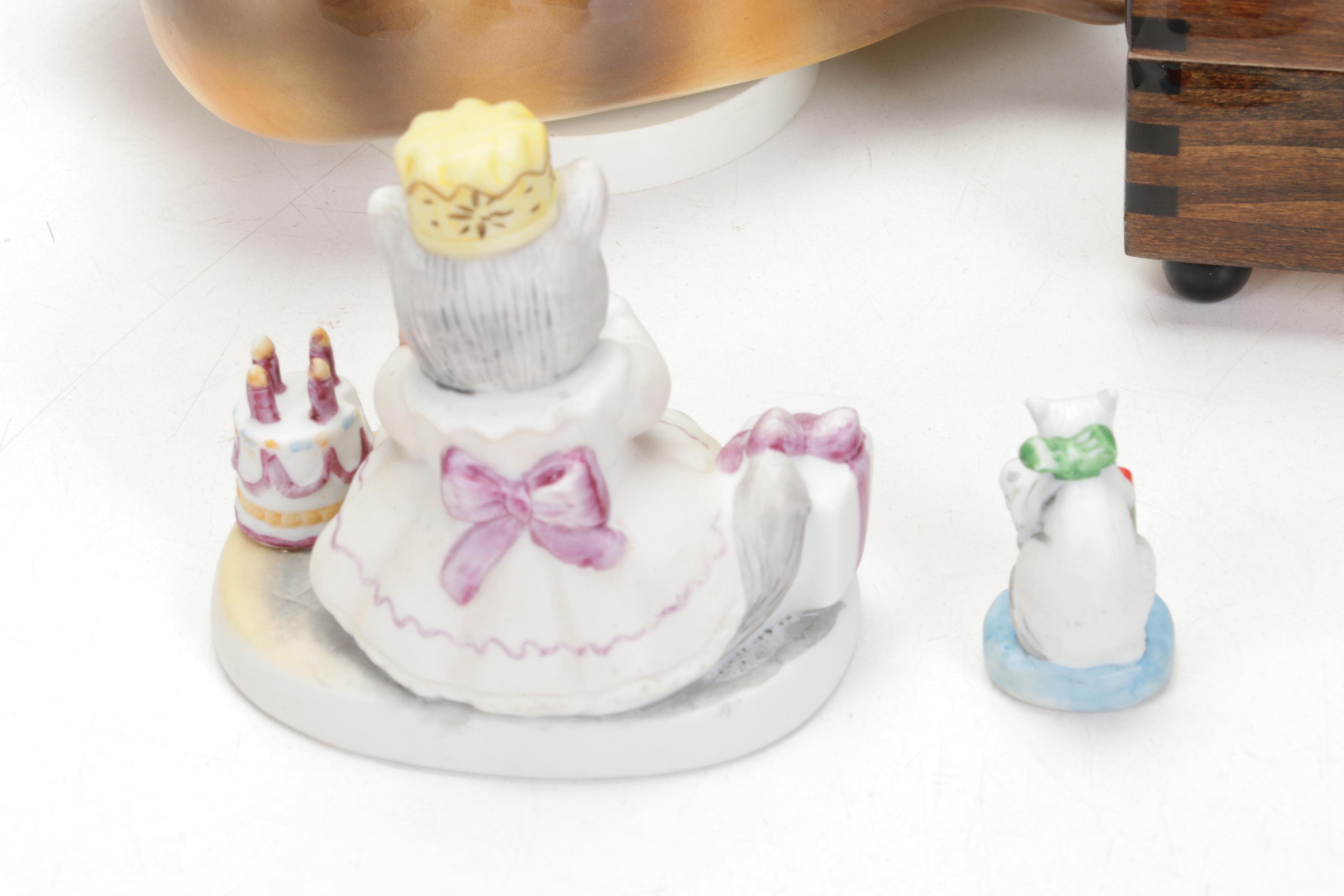 Schmid, Reuge and Enesco Cat Themed Music Boxes and Figurines