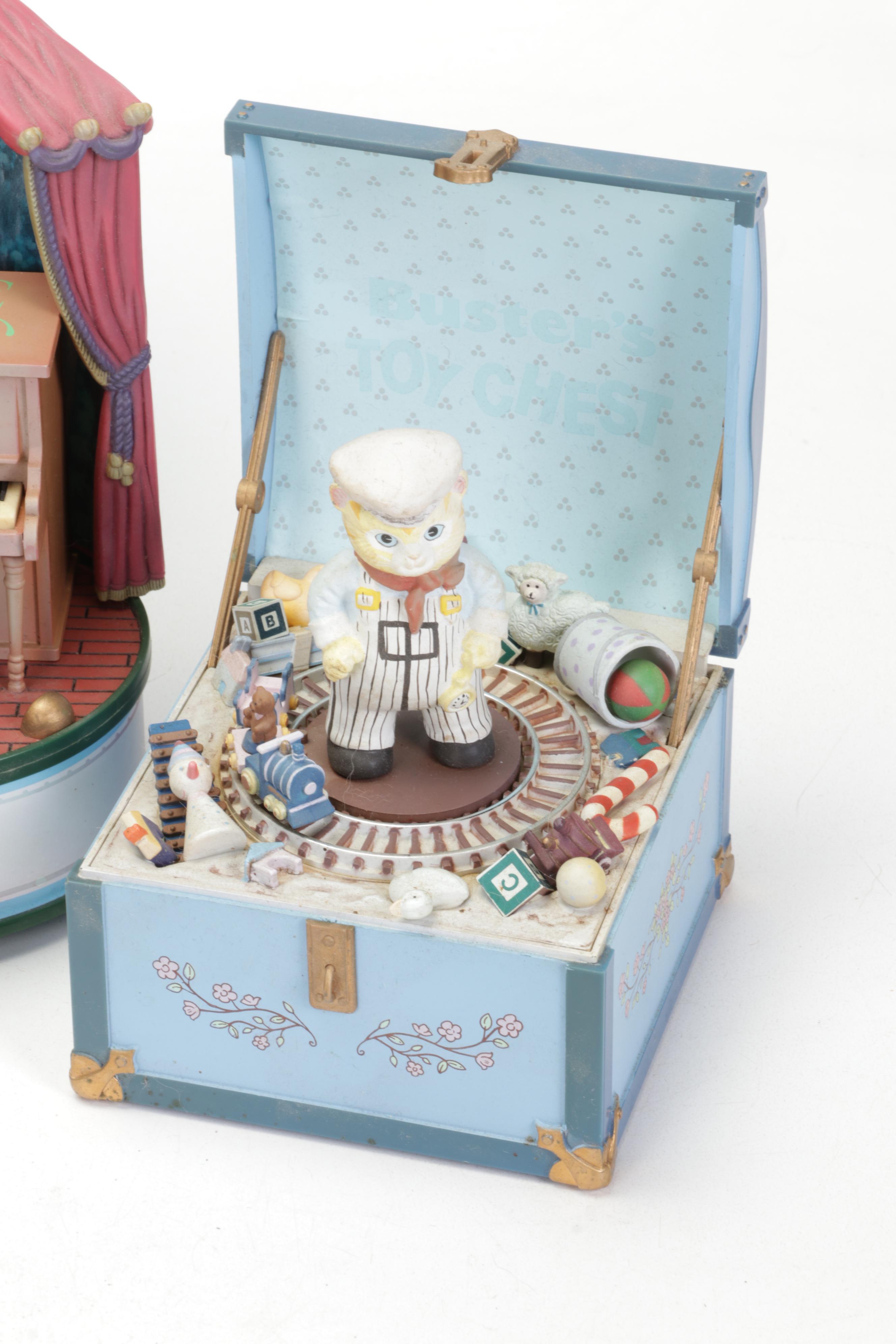 Schmid, Reuge and Enesco Cat Themed Music Boxes and Figurines