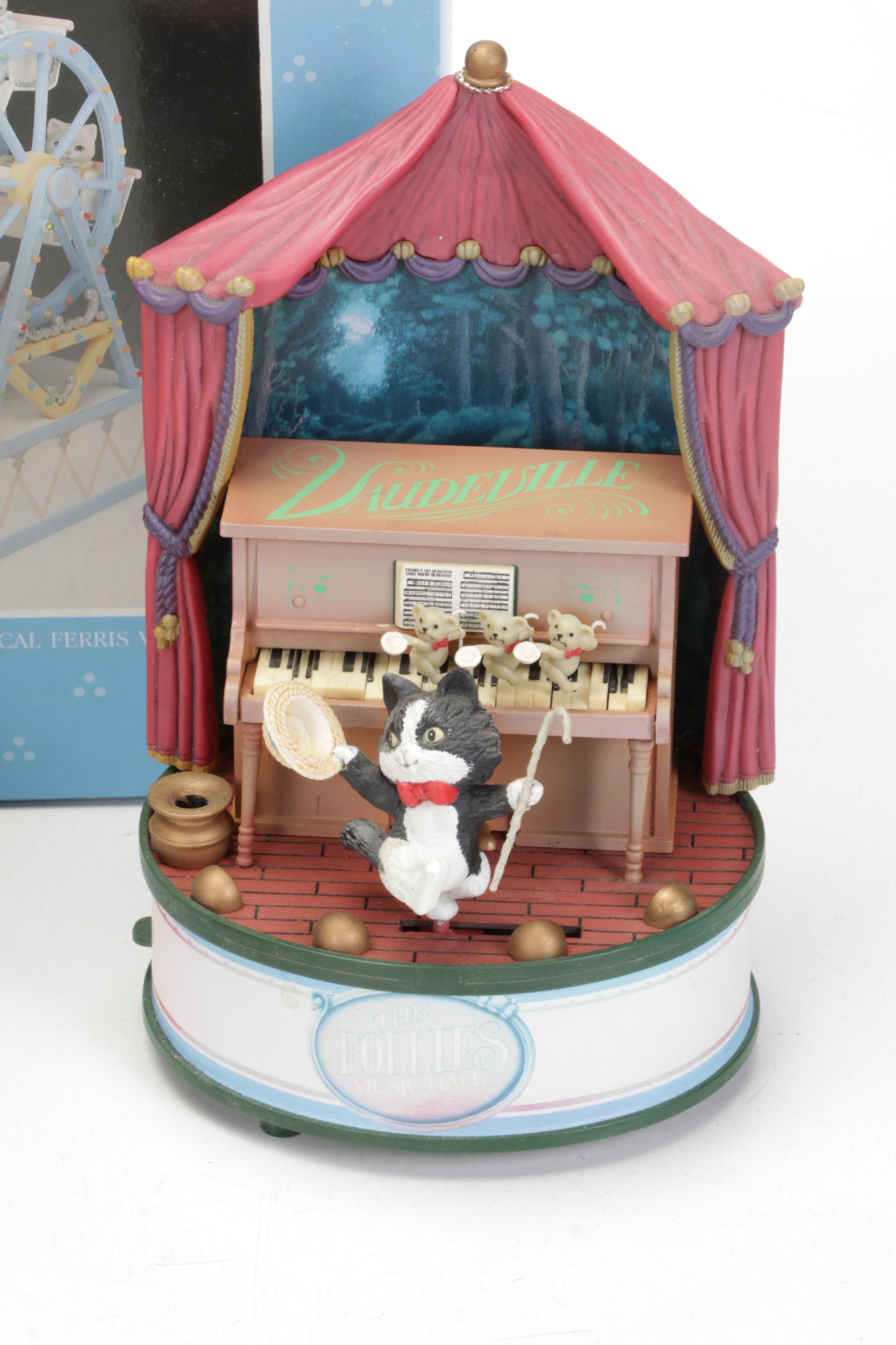 Schmid, Reuge and Enesco Cat Themed Music Boxes and Figurines
