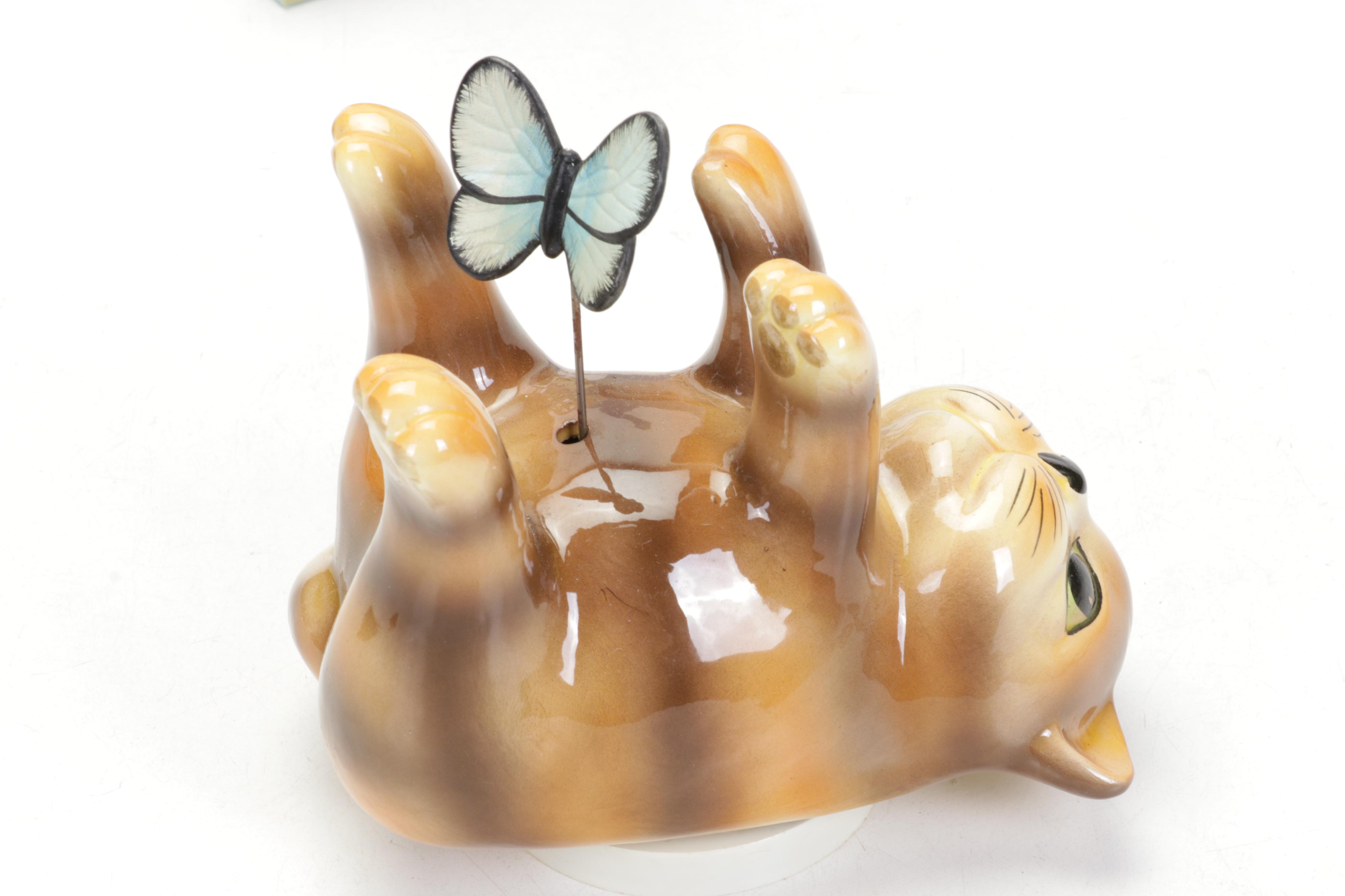Schmid, Reuge and Enesco Cat Themed Music Boxes and Figurines