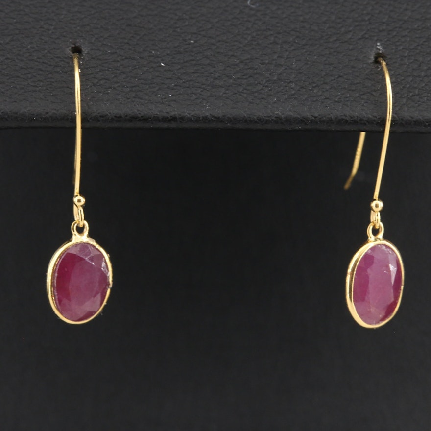 14K Ruby Drop Earrings