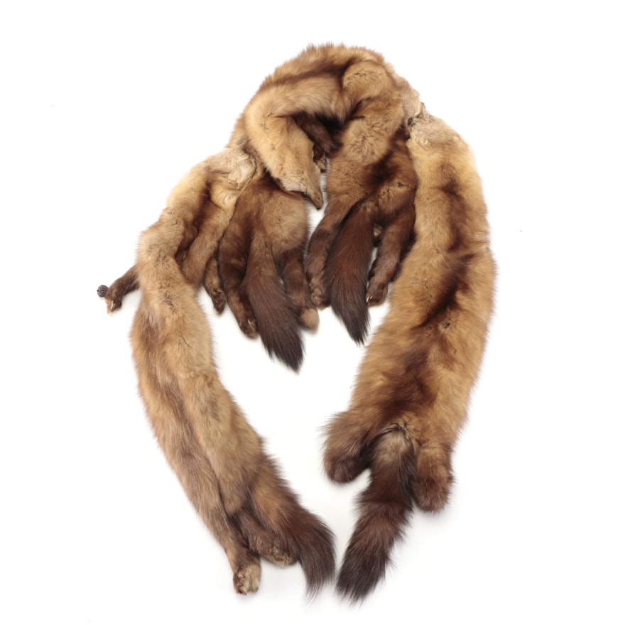 Full Pelt Quadruple American Pine Marten Fur Scarf