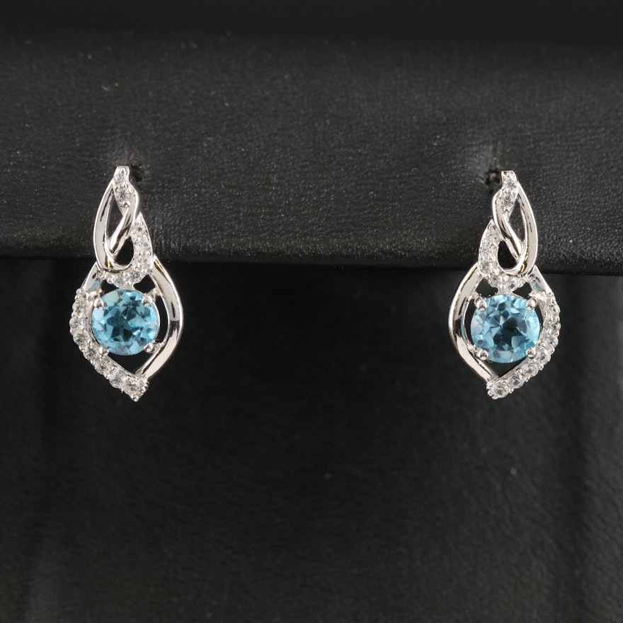 Sterling Sky Blue Topaz and Sapphire Earrings