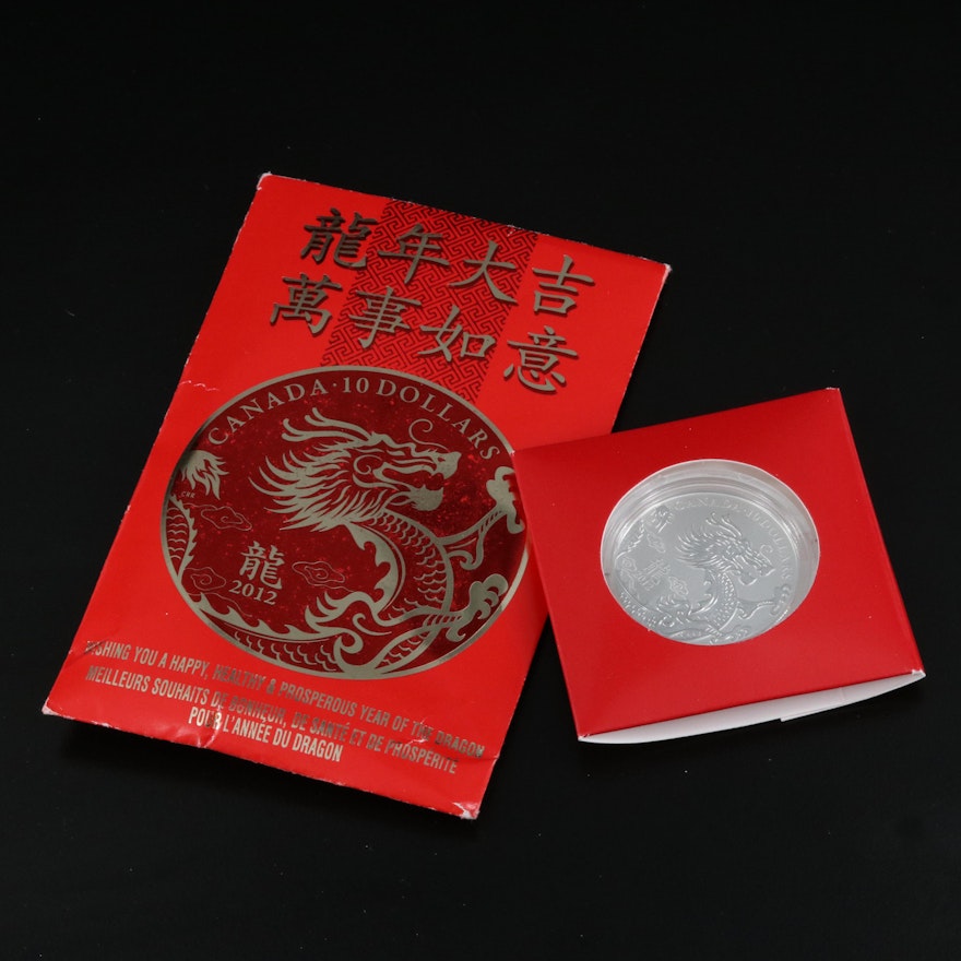 2012 Canada Year of the Dragon Specimen $10 Fine Silver Coin
