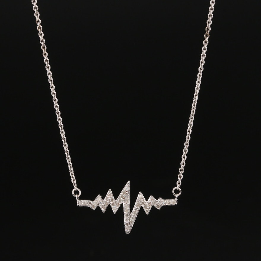 Sterling Diamond Heartbeat Necklace
