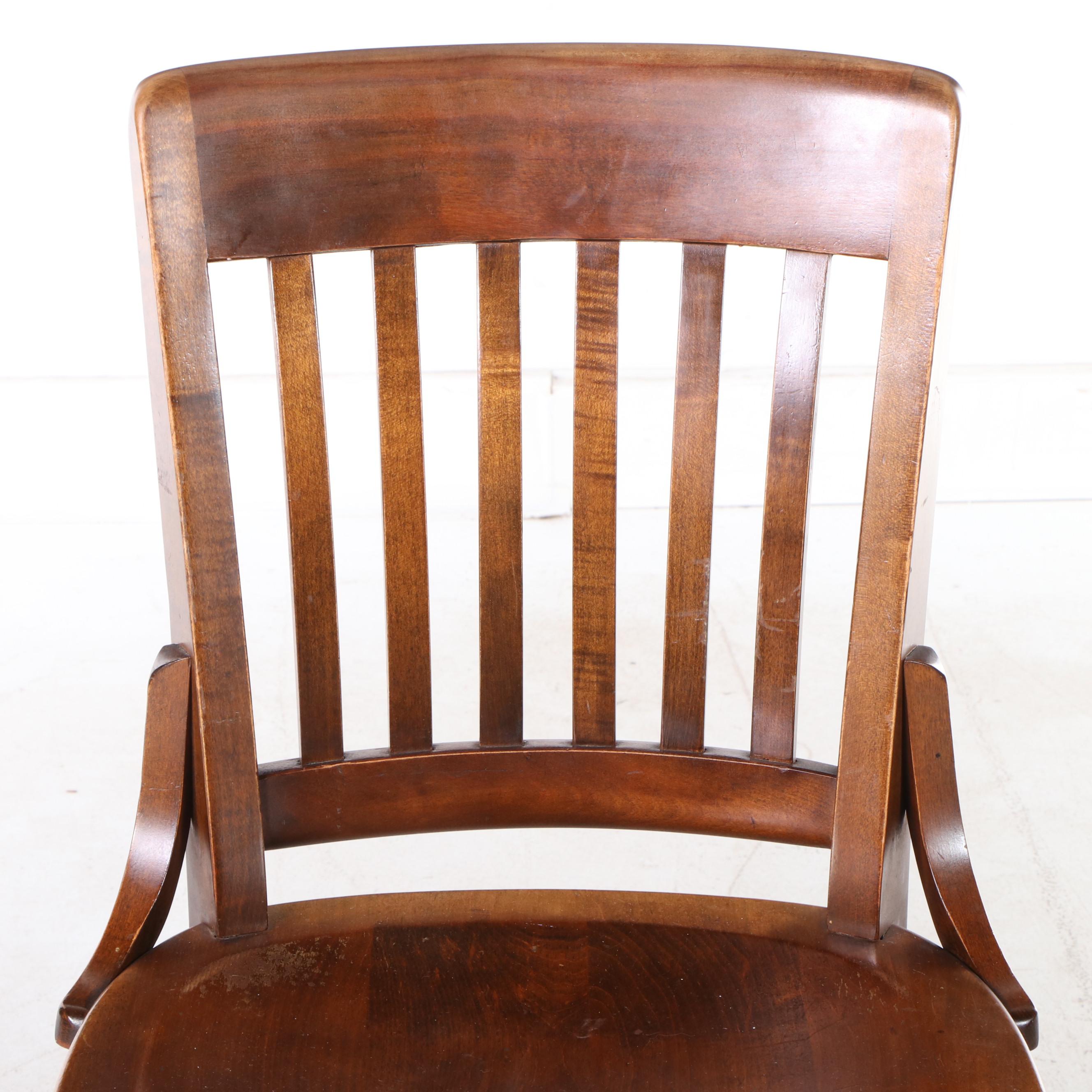 W.H. Gunlocke Chair Co. Maple Swivel Desk Chair, Mid-20th Century