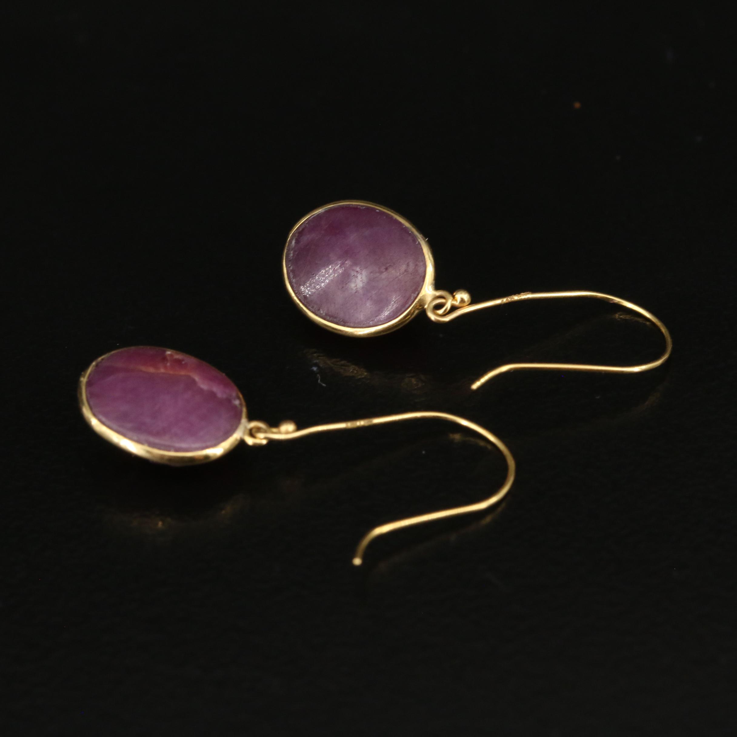 14K Carved Ruby Drop Earrings