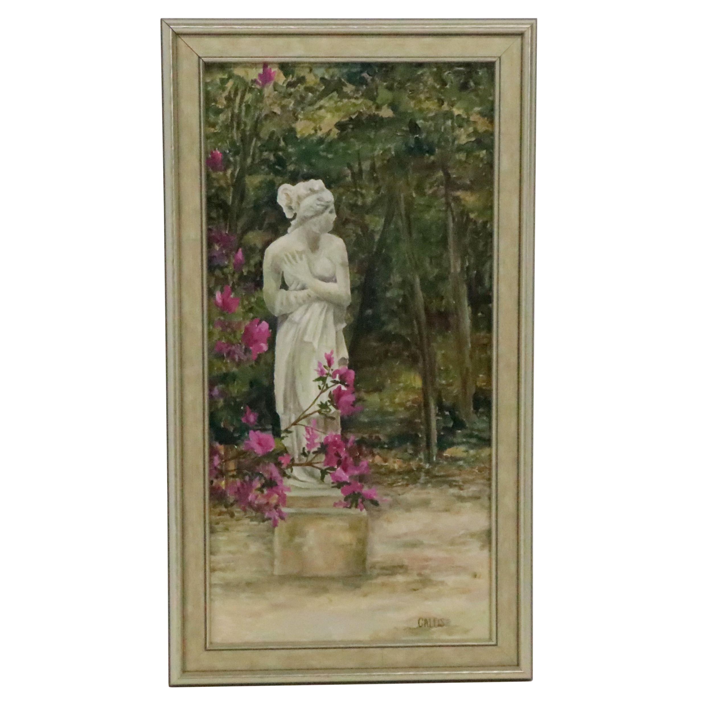 Carolyn Callis Oil Painting of Garden Sculpture, Circa 2005