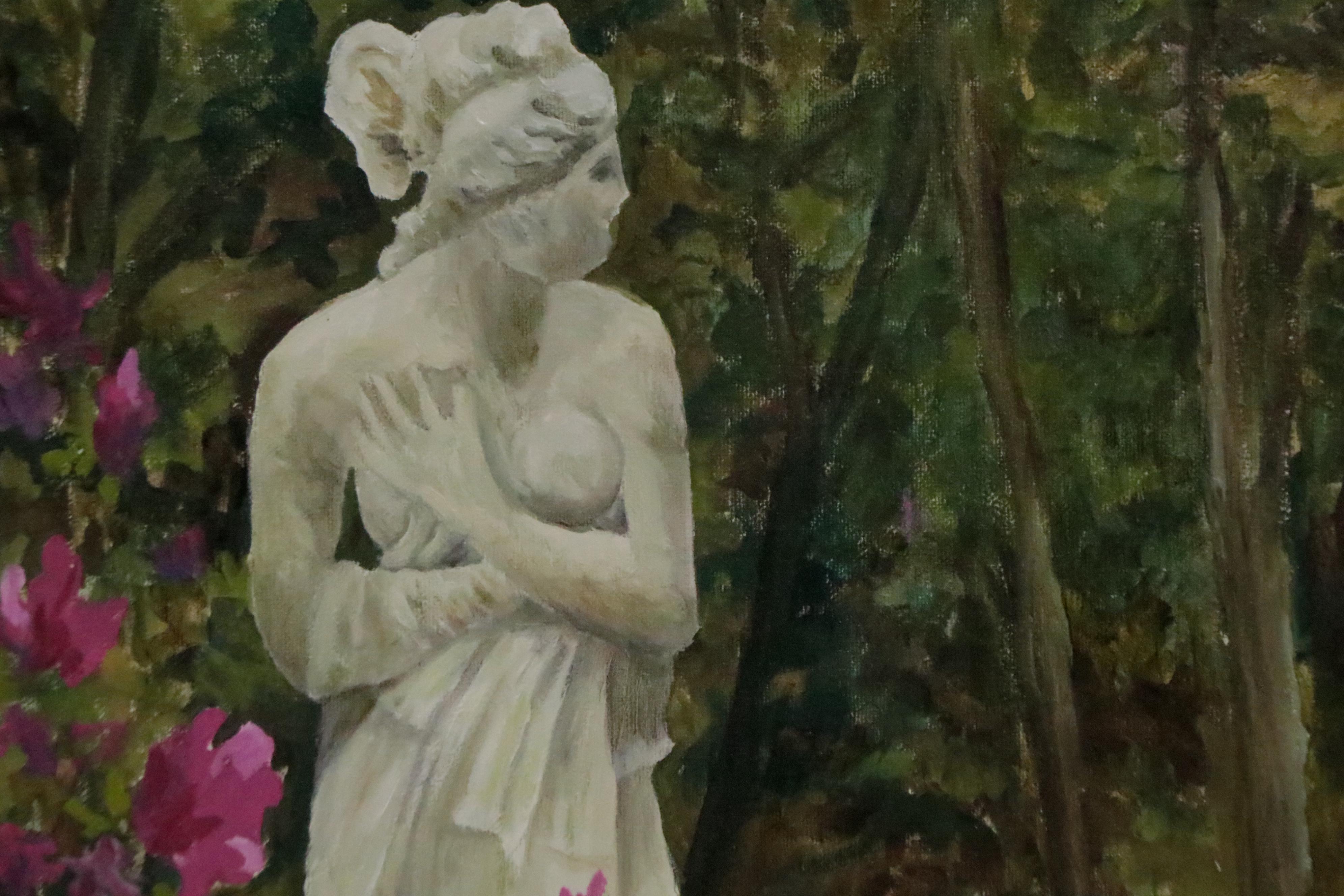 Carolyn Callis Oil Painting of Garden Sculpture, Circa 2005