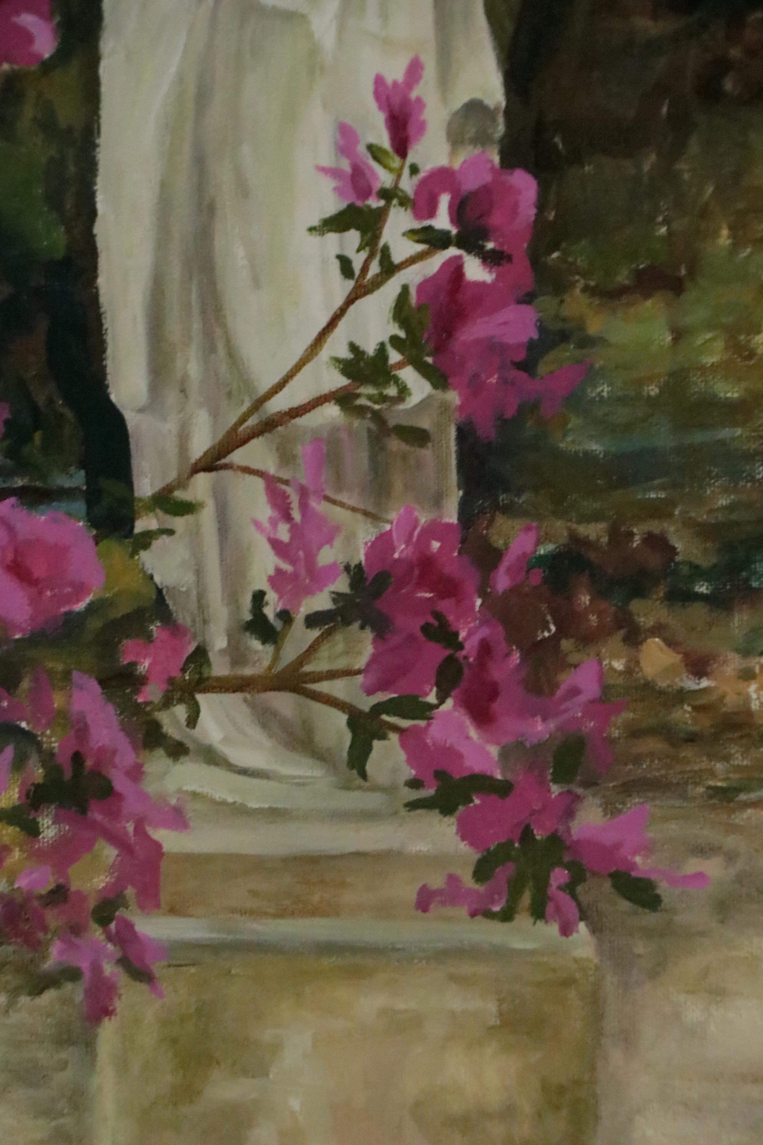 Carolyn Callis Oil Painting of Garden Sculpture, Circa 2005