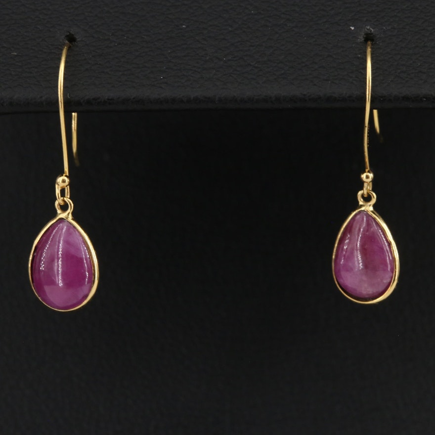 14K Ruby Drop Earrings