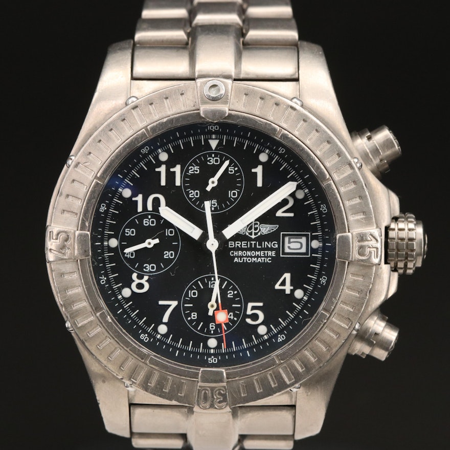 Breitling Aventer Titanium Chronometer and Chronograph Wristwatch