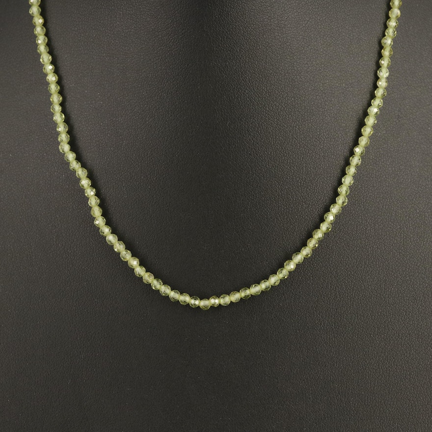 Peridot Beaded Necklace with 14K Clasp