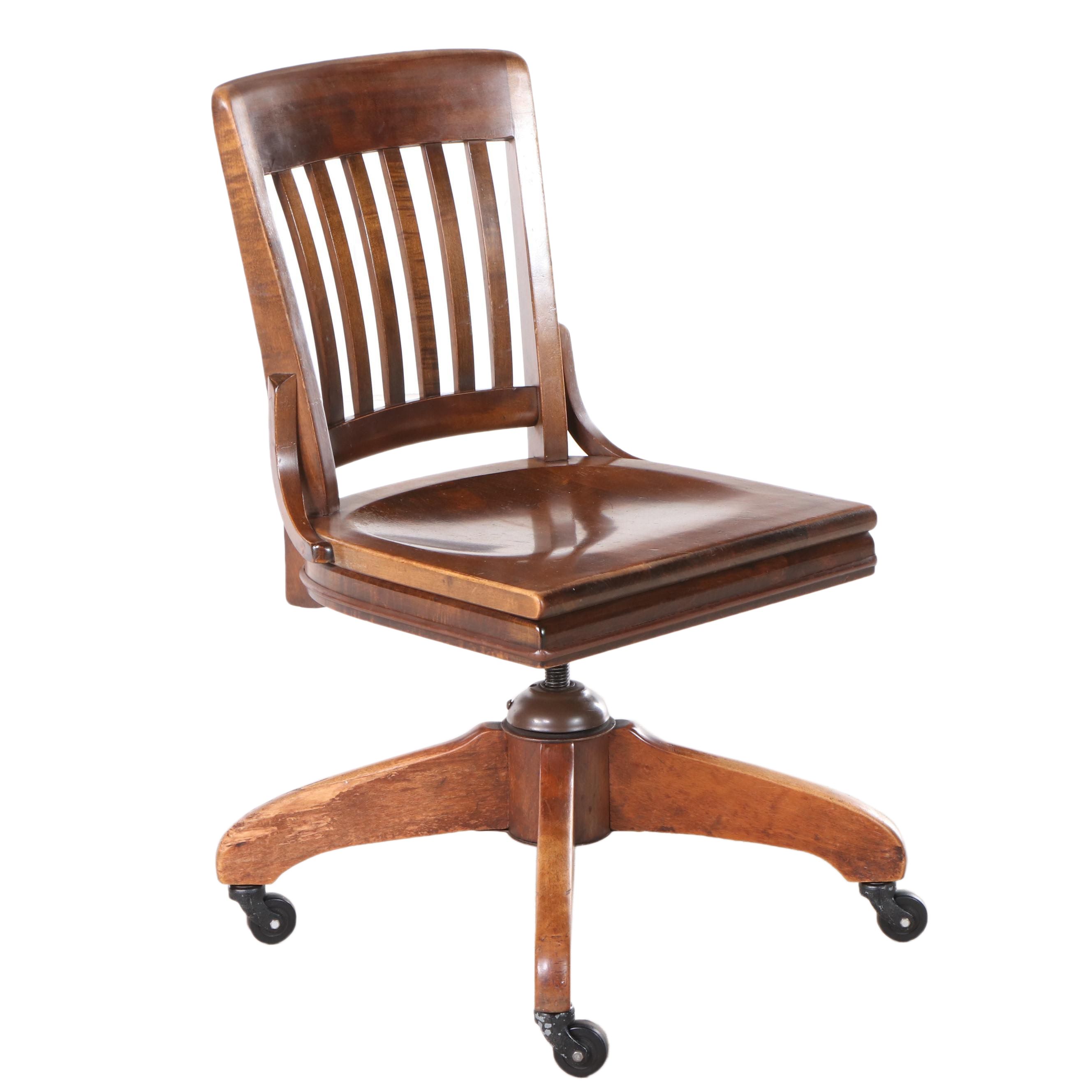 W.H. Gunlocke Chair Co. Maple Swivel Desk Chair, Mid-20th Century