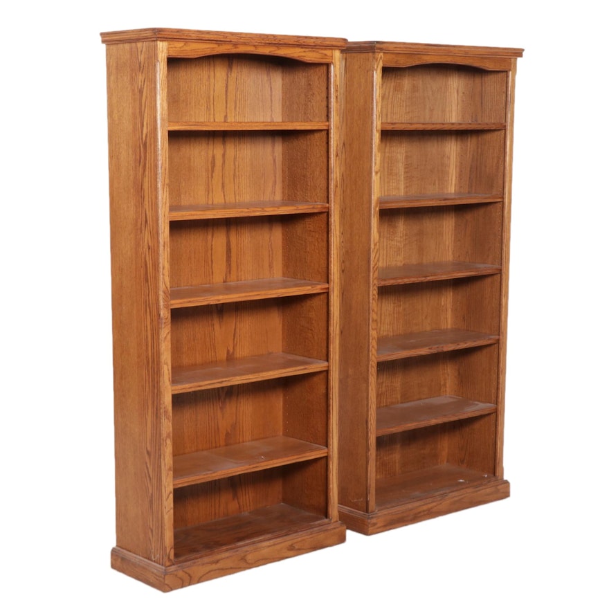 Pair of Oak Laminate Bookcases, Late 20th Century