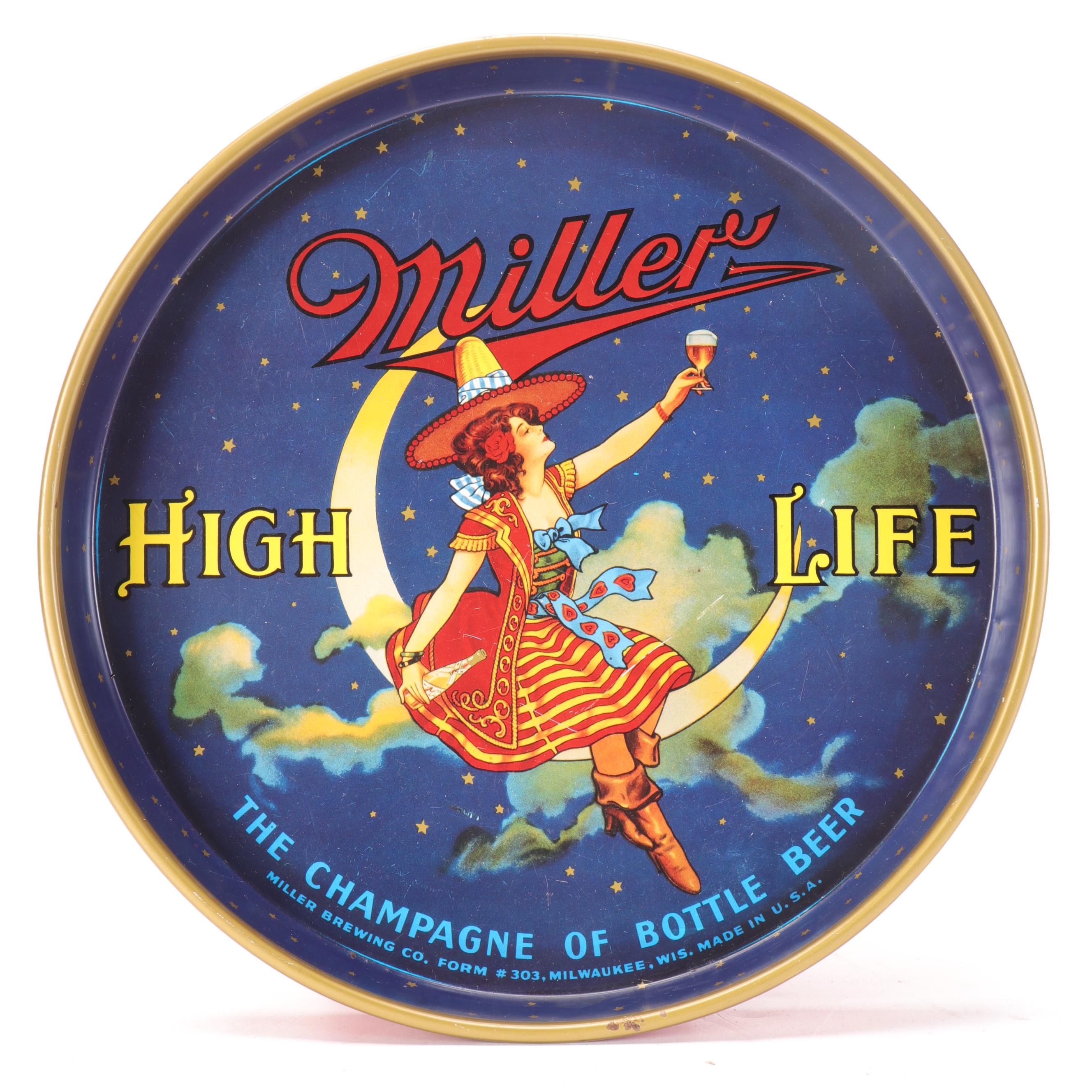 Miller High Life Advertisement Bar Mirror and Tip Tray