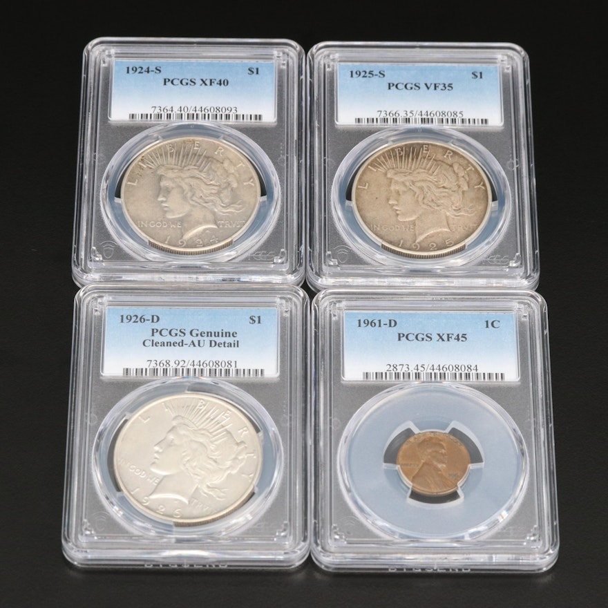 Three PCGS Graded Peace Silver Dollars