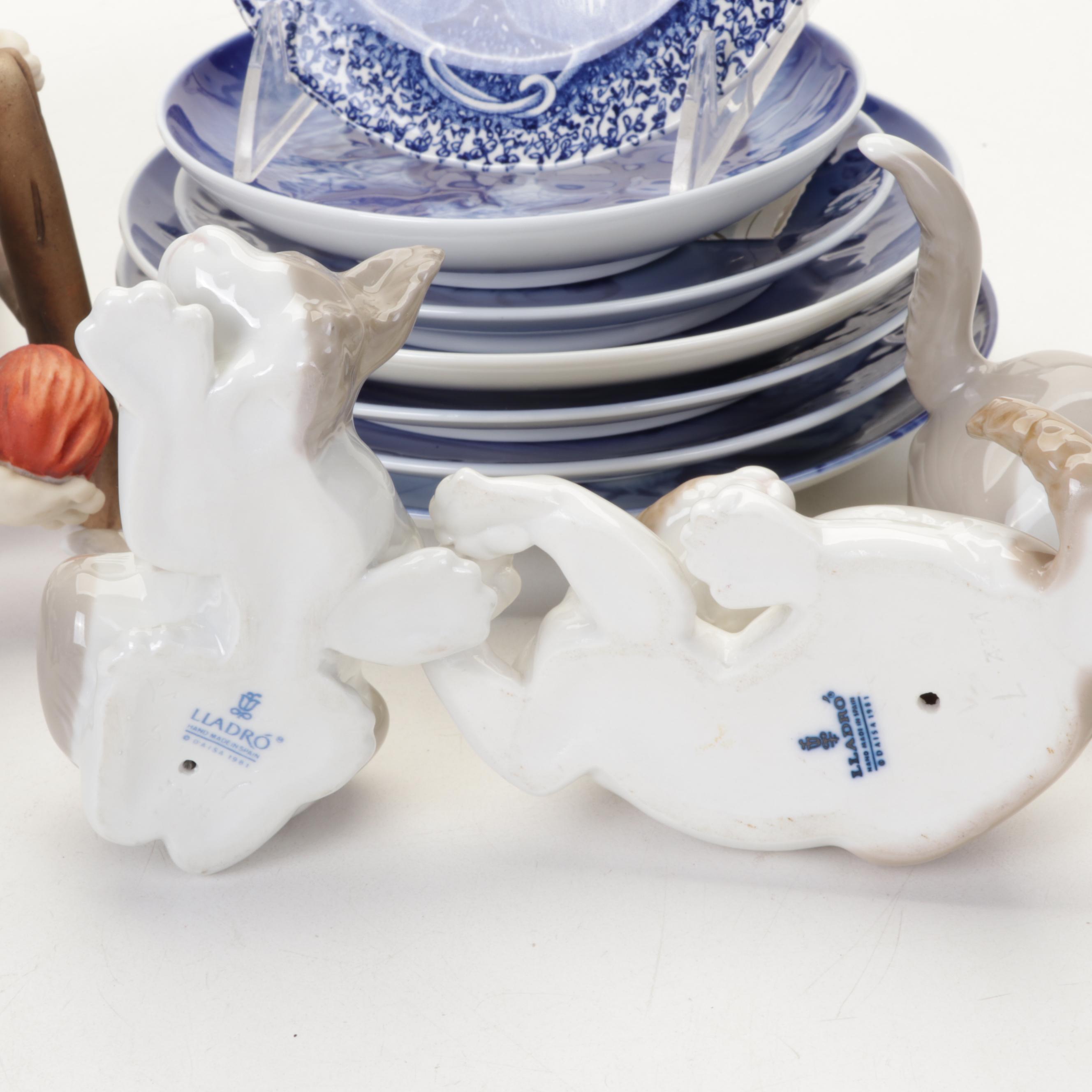 Lladro "Surprised" & "Attentive" Cat Figurines, Bing & Grondahl Plates, and More