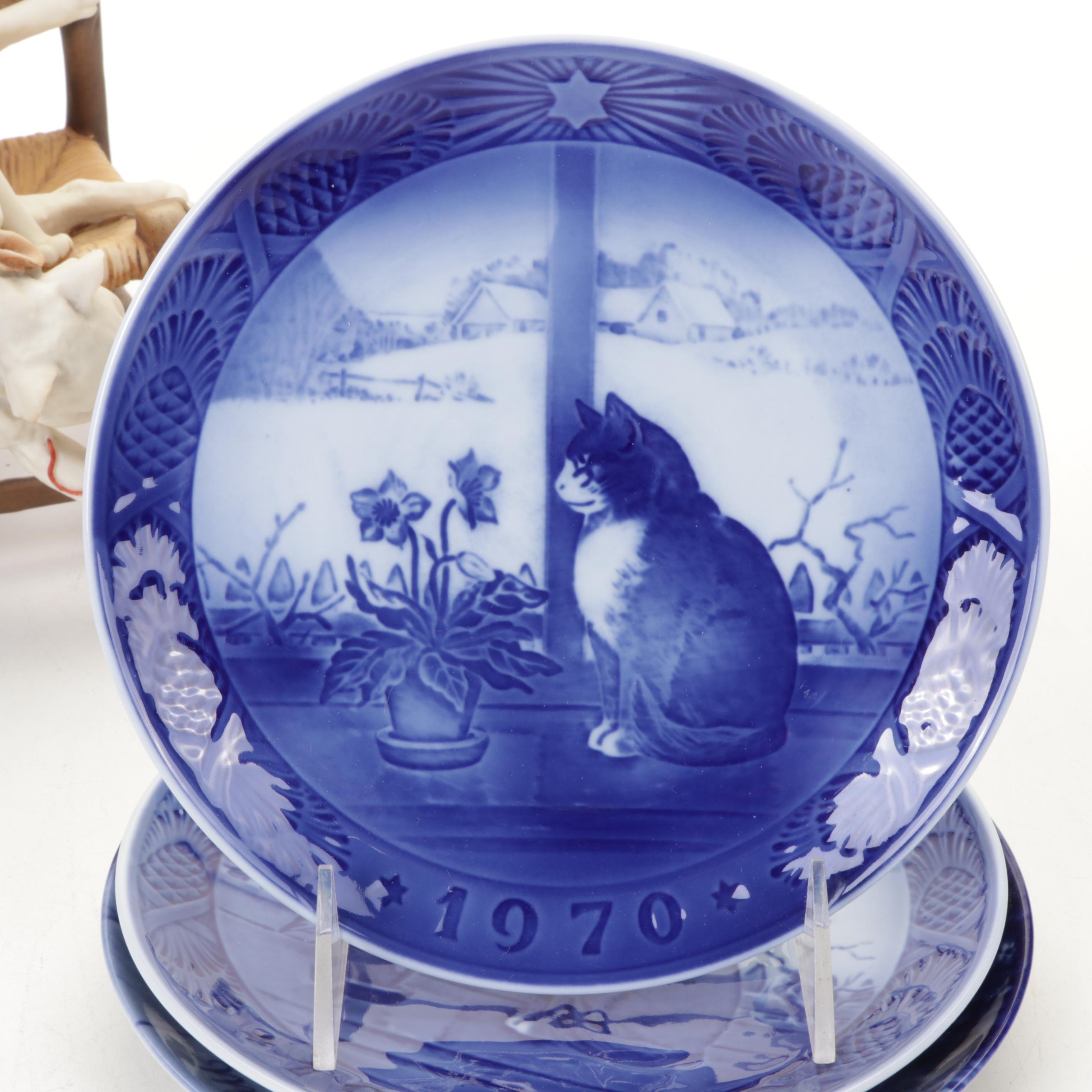 Lladro "Surprised" & "Attentive" Cat Figurines, Bing & Grondahl Plates, and More