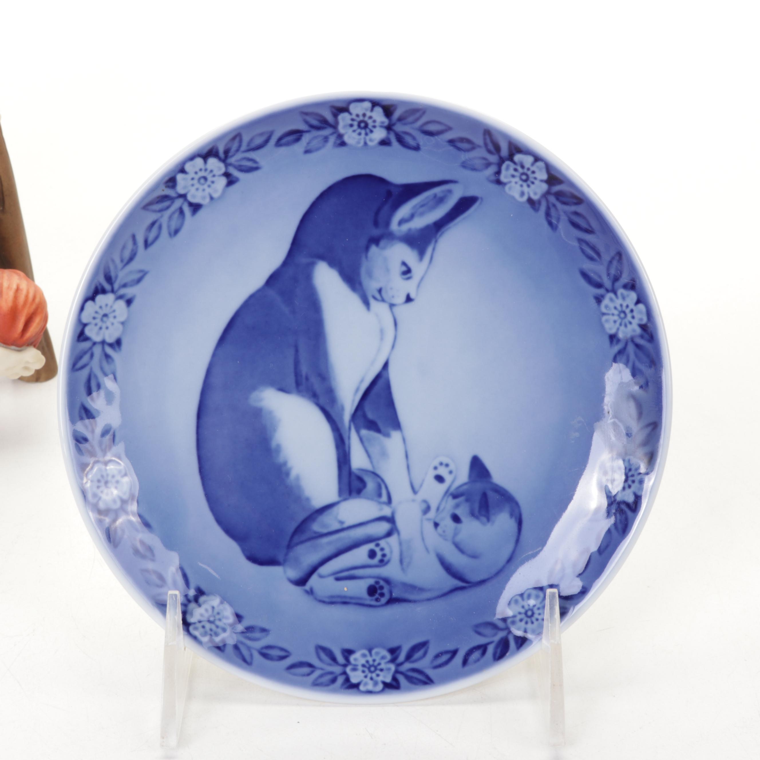 Lladro "Surprised" & "Attentive" Cat Figurines, Bing & Grondahl Plates, and More