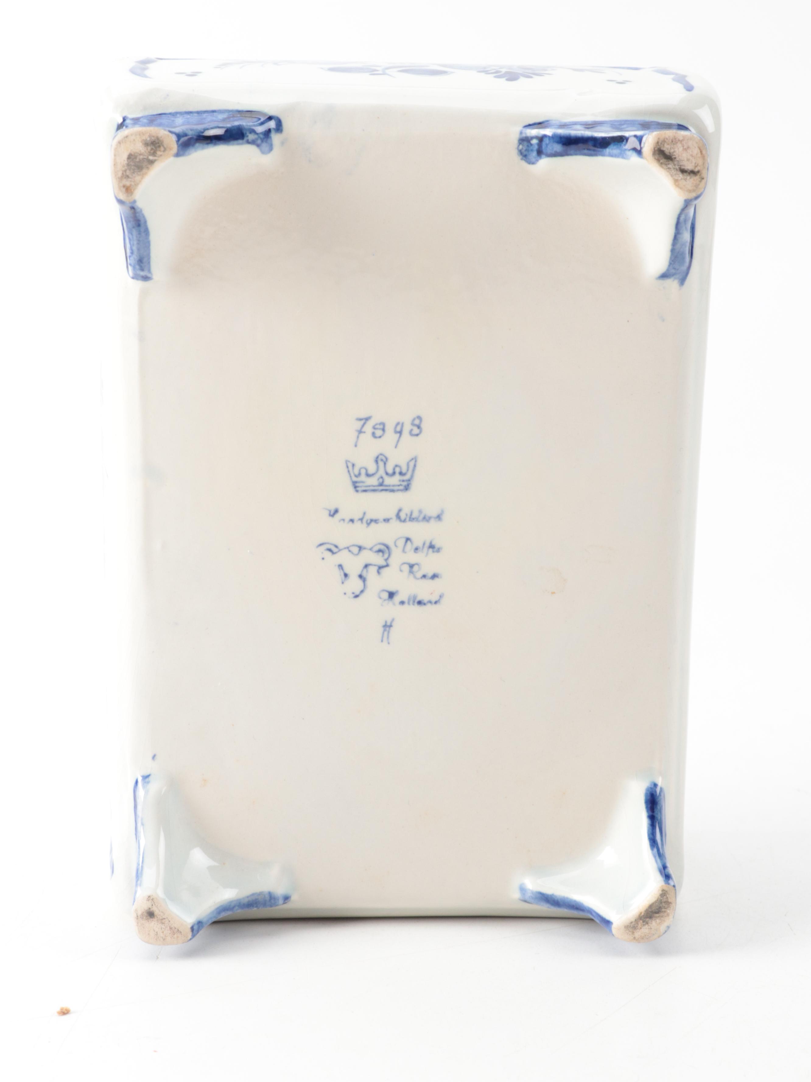 Delft Earthenware Box with Chinese Rice Serving Bowl and Porcelain Décor