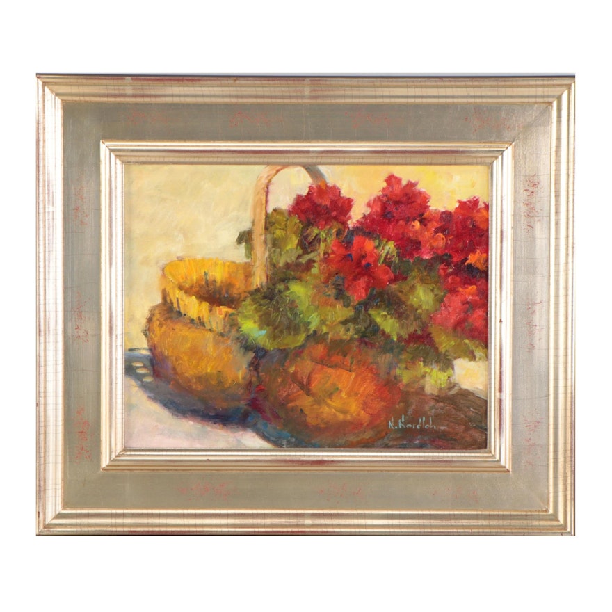 Nancy Nordoh Neville Oil Painting "The Basket," Late 20th Century