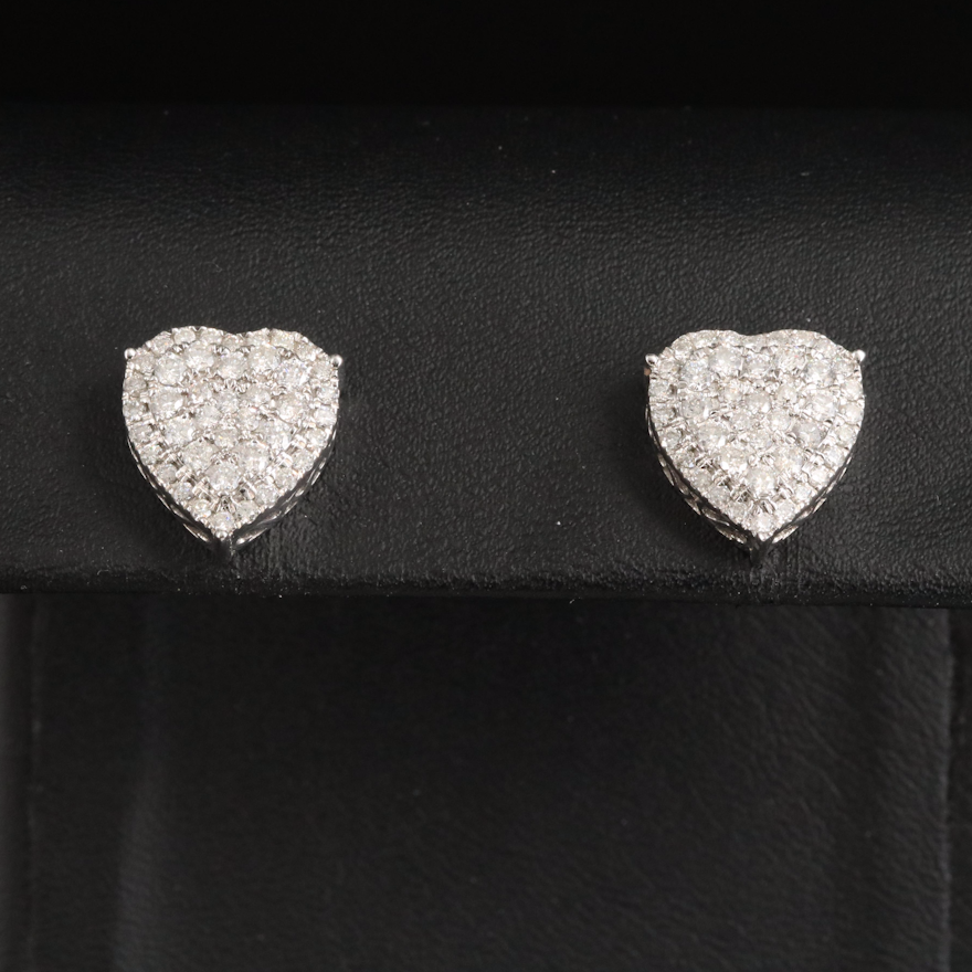 10K 1.00 CTW Diamond Heart Earrings