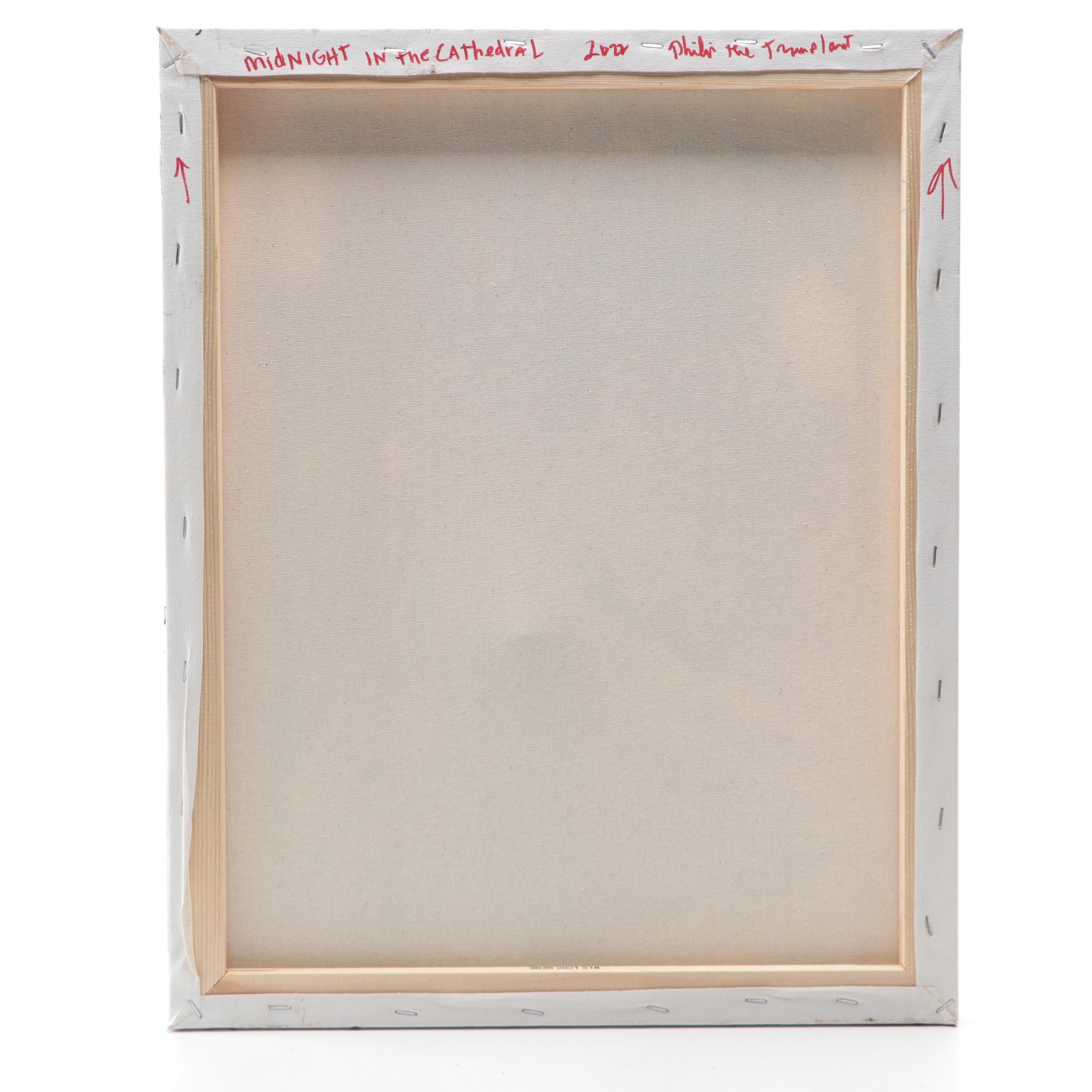 Philip the Transplant Mixed Media Painting "Midnight in the Cathedral," 2022