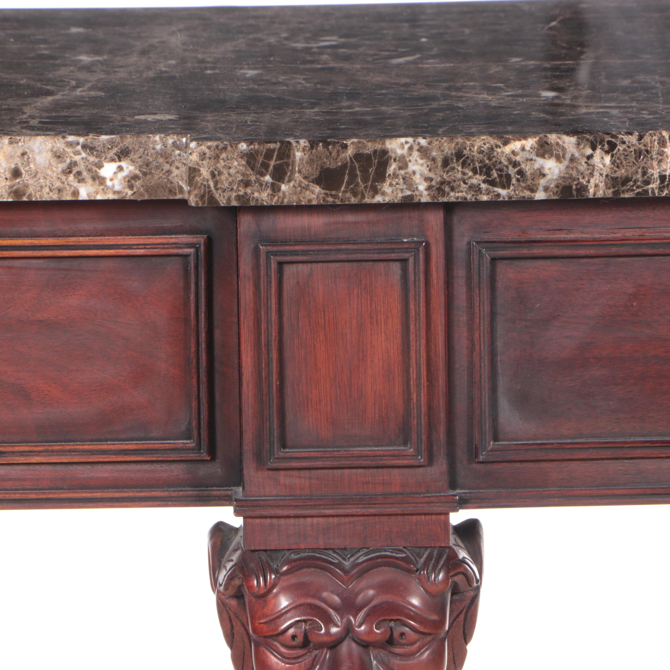 Henkel-Harris Regency Style Mahogany Console Table with Marble Top