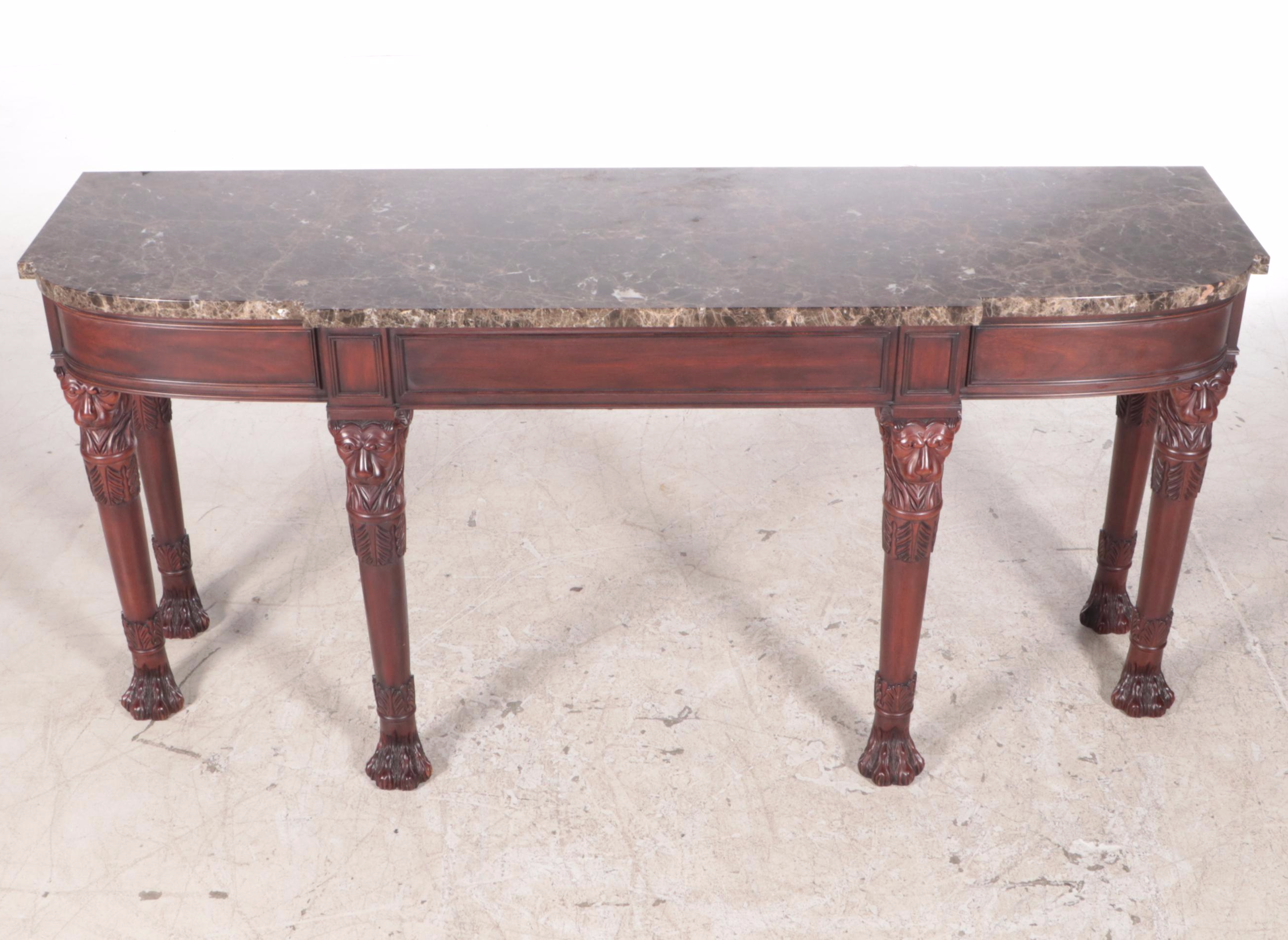 Henkel-Harris Regency Style Mahogany Console Table with Marble Top