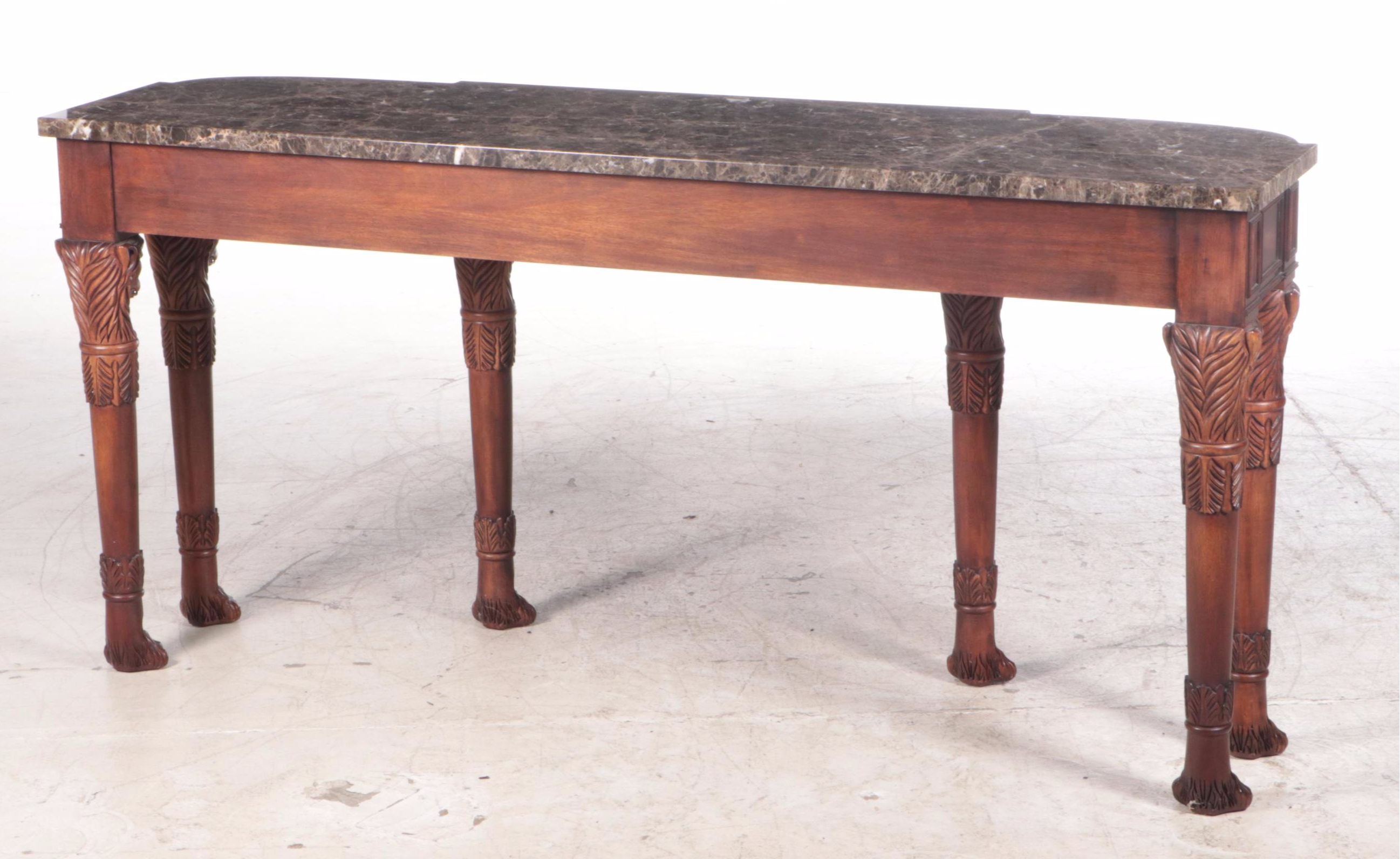 Henkel-Harris Regency Style Mahogany Console Table with Marble Top
