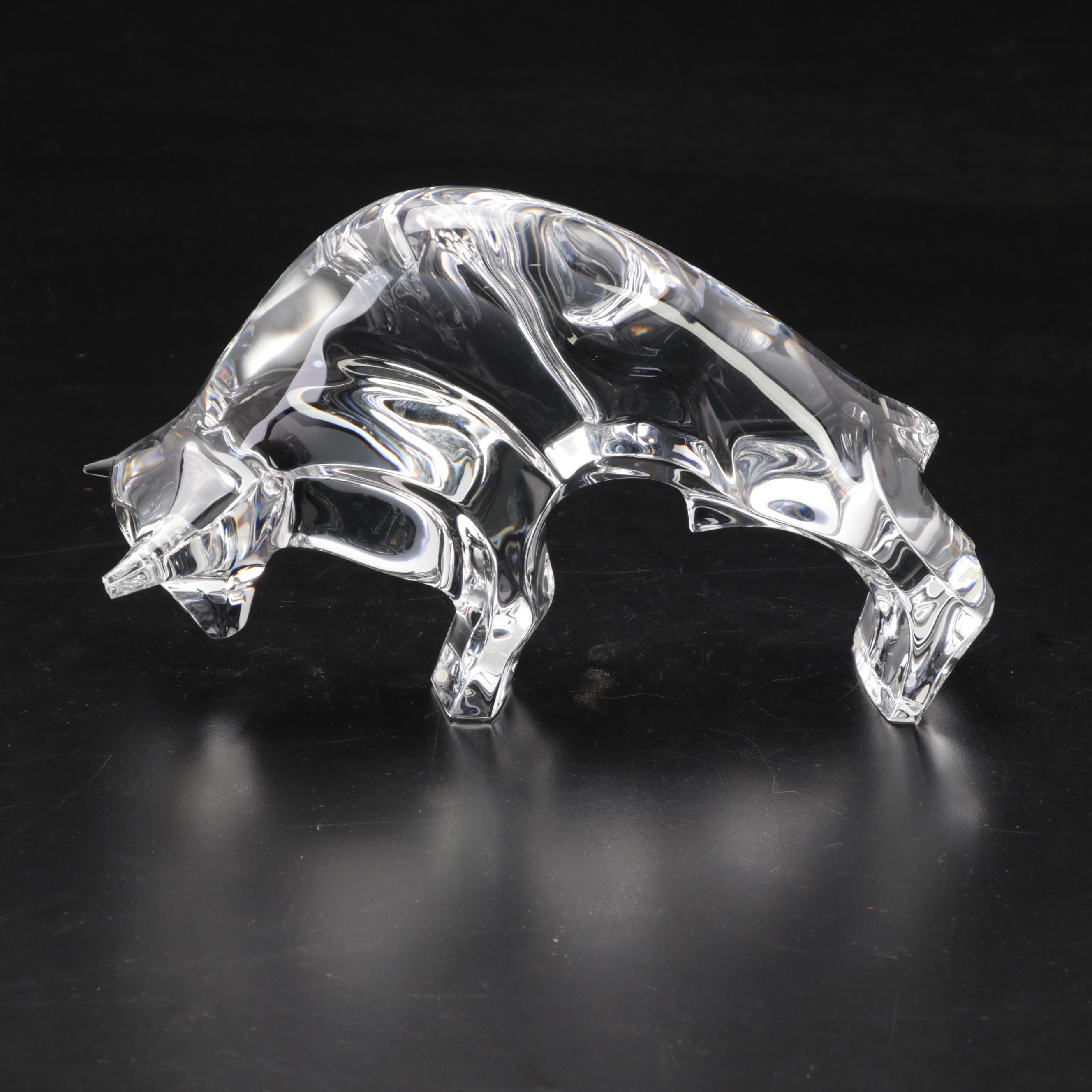 Baccarat Crystal Bull Figurine