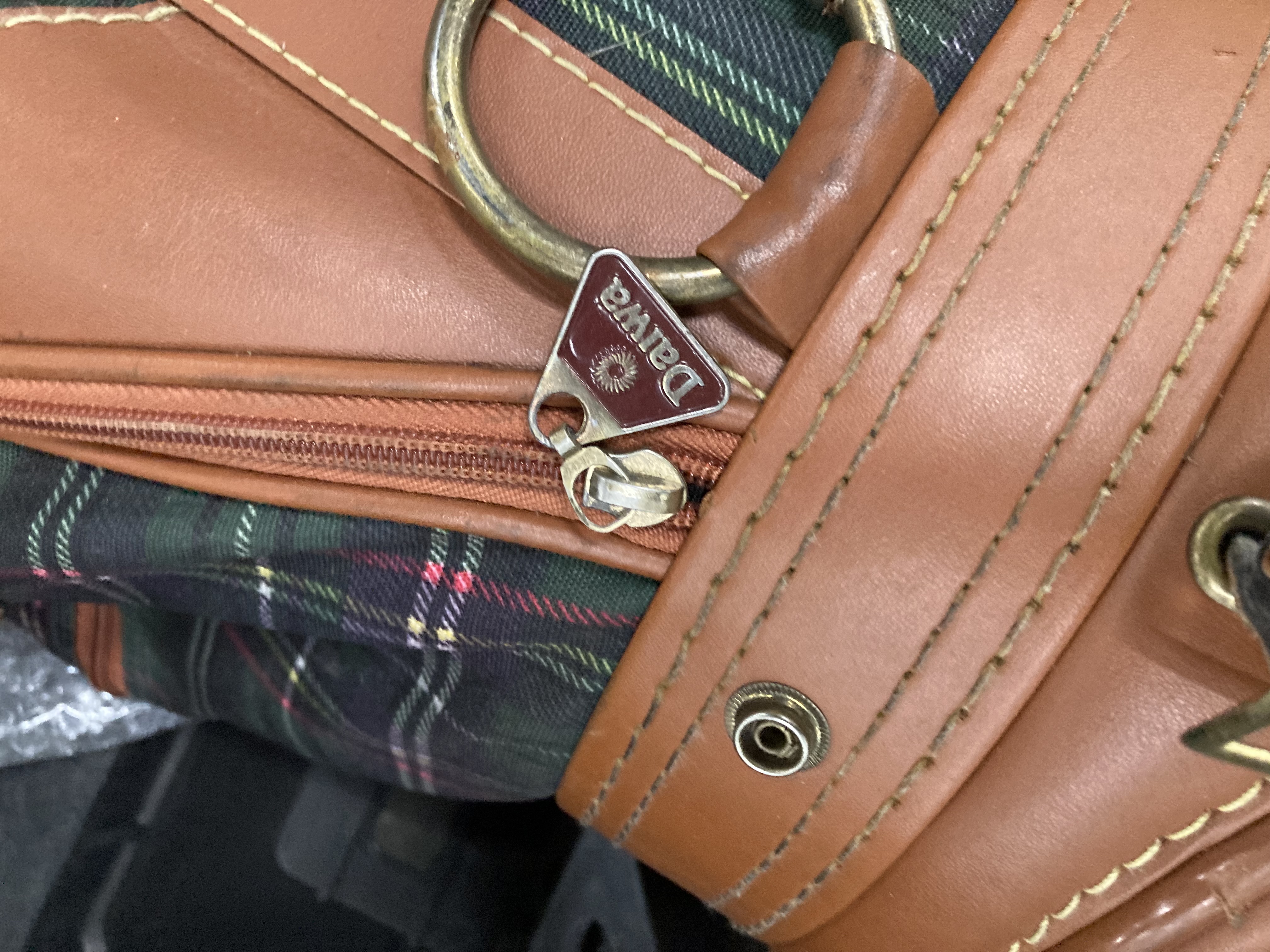 Daiwa Coach Collection Faux Leather and Plaid Golf Bag With Club Assortment