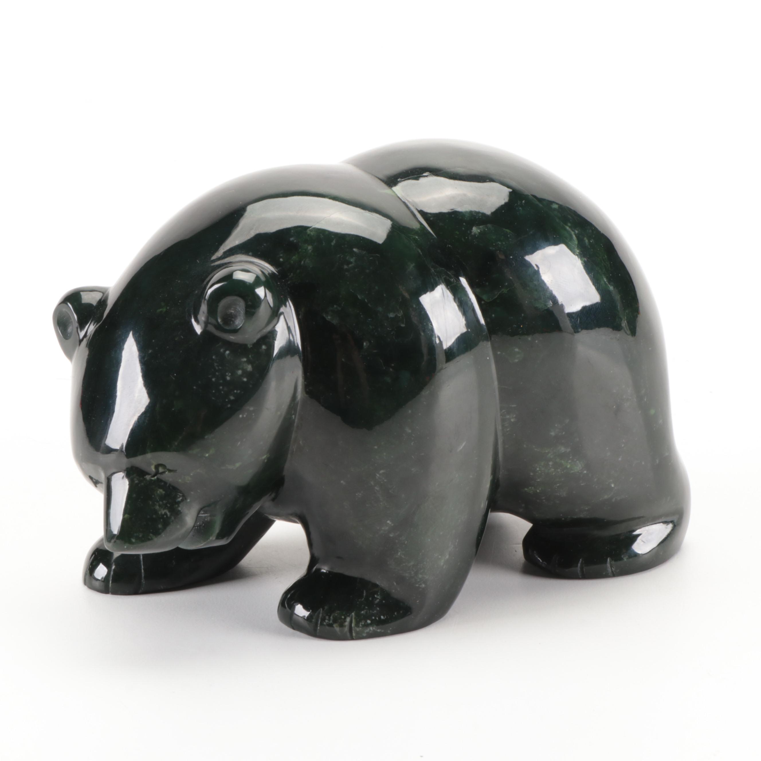 Carved Nephrite Bear Figurine