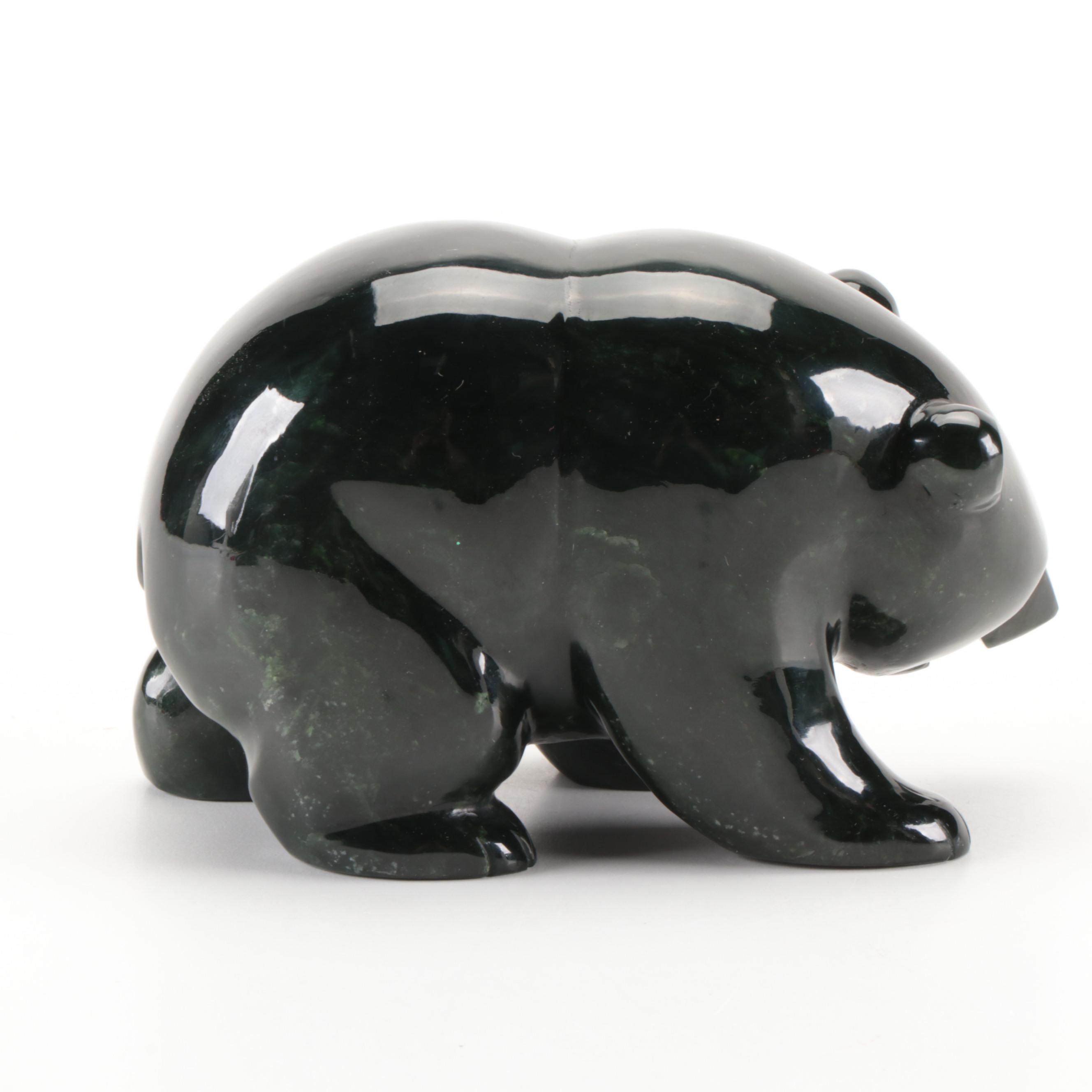 Carved Nephrite Bear Figurine