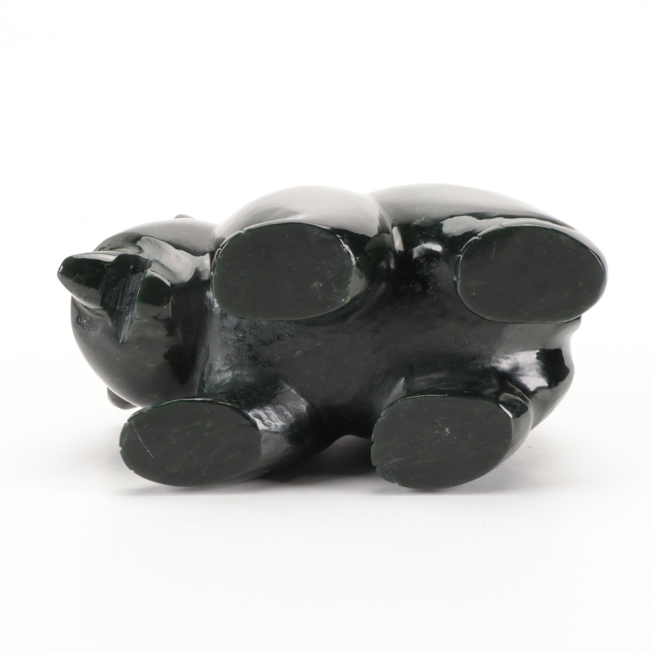 Carved Nephrite Bear Figurine