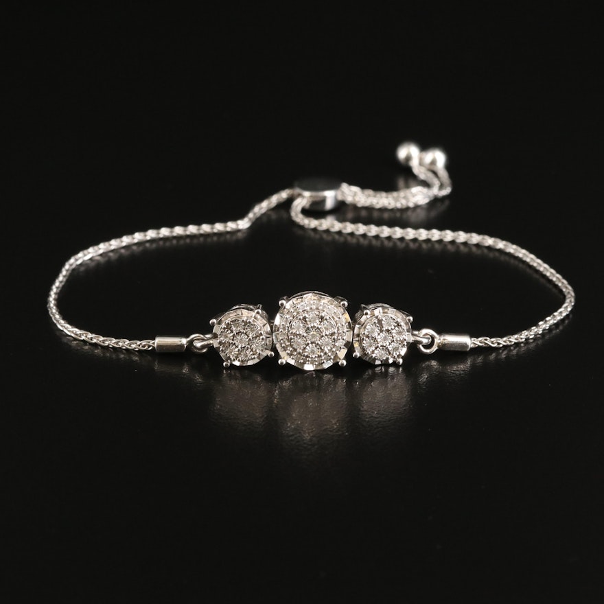 Sterling Diamond Bolo Bracelet