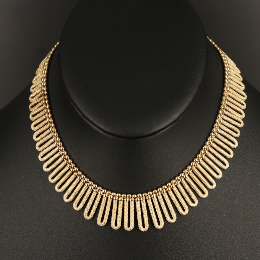 Italian Brev 14K Graduated Fringe Necklace