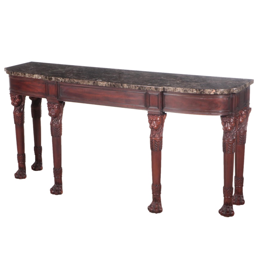 Henkel-Harris Regency Style Mahogany Console Table with Marble Top