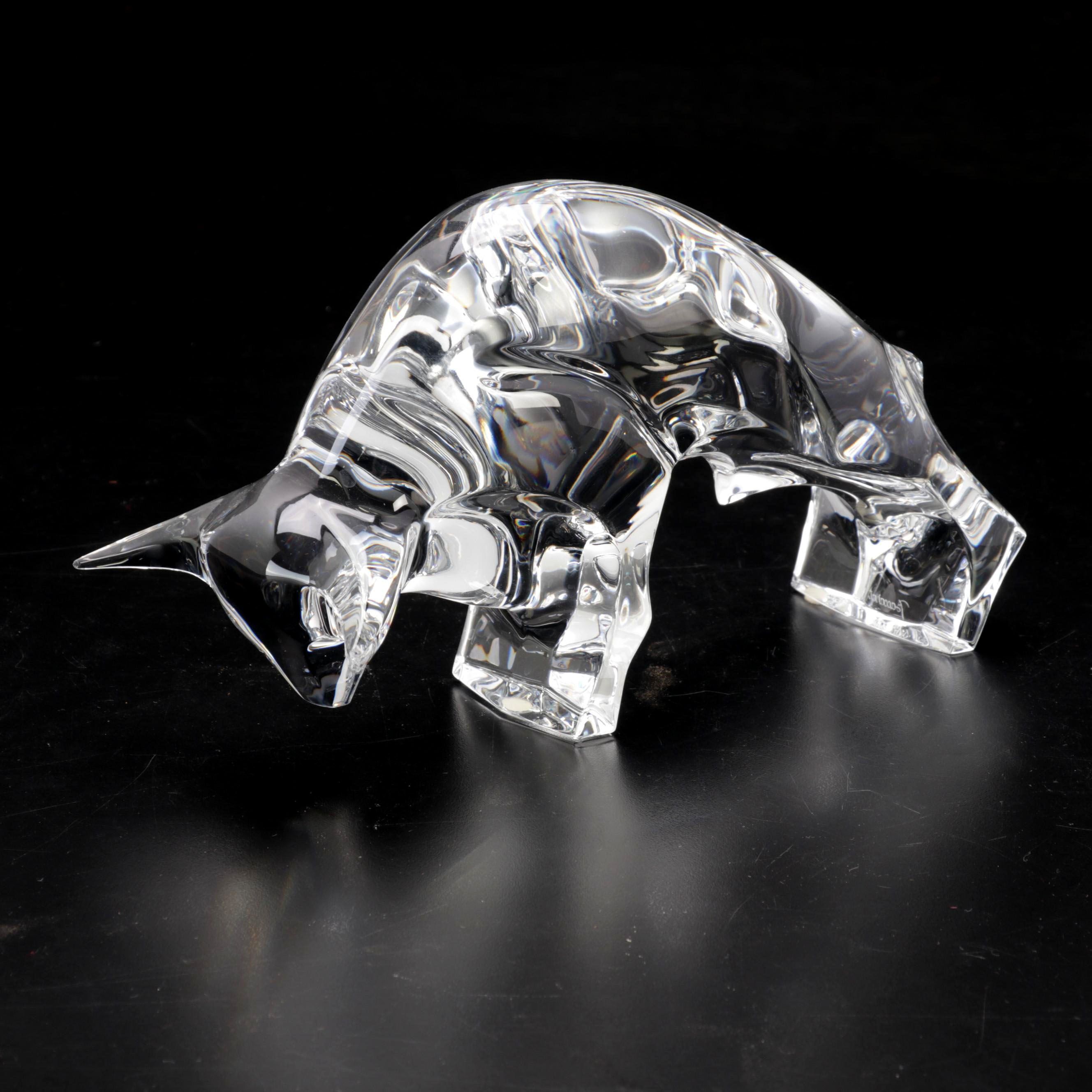 Baccarat Crystal Bull Figurine