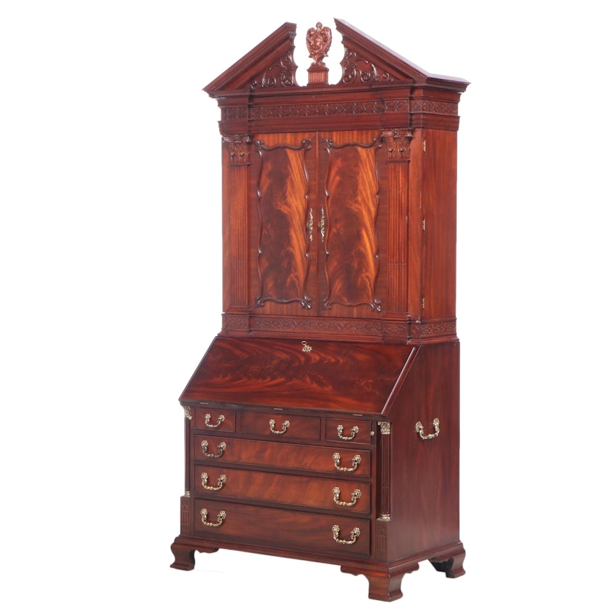 Henkel-Harris Chippendale Style Mahogany Secretary Bookcase