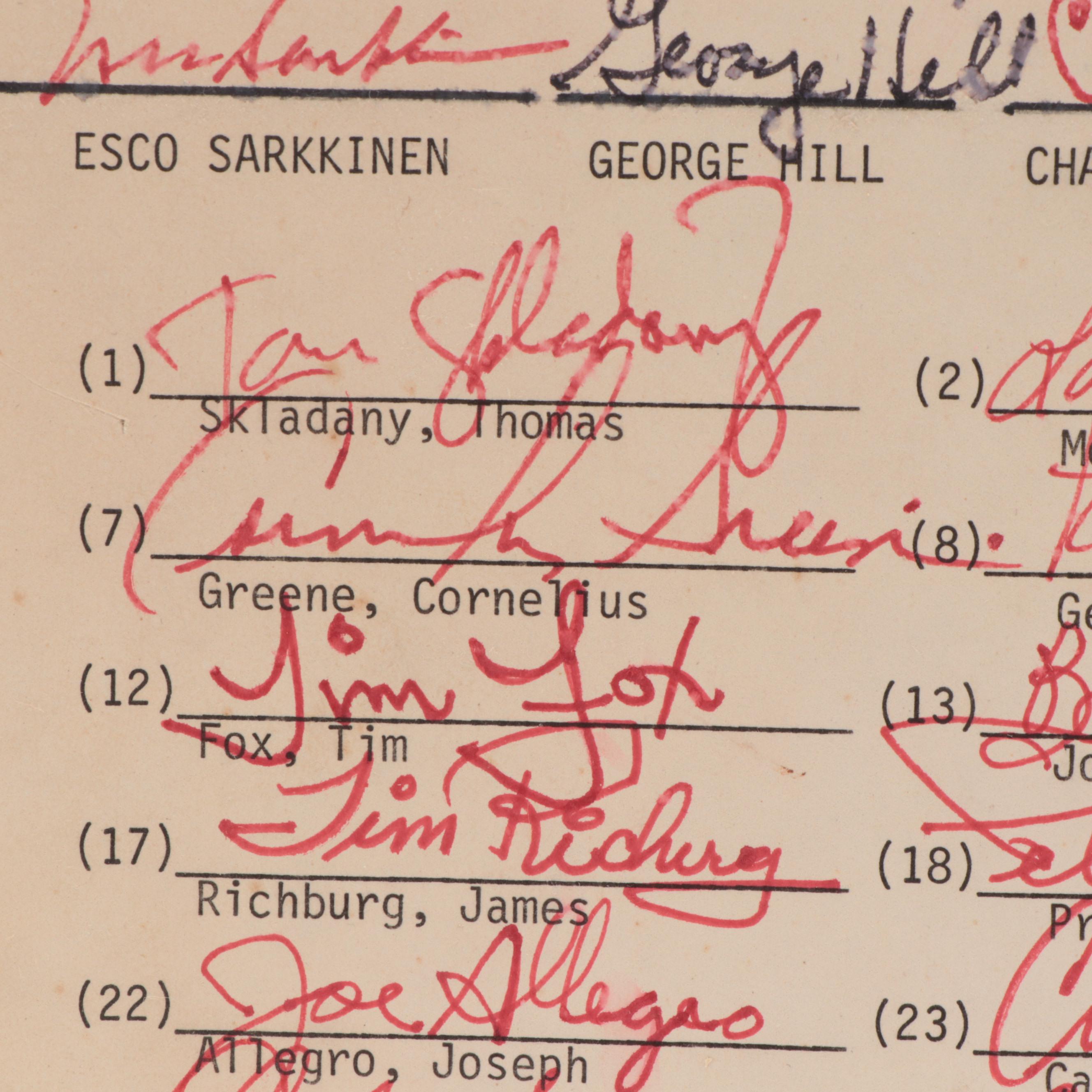 1975 Ohio State Buckeyes Football Signed Team Roster with Hayes, Griffin