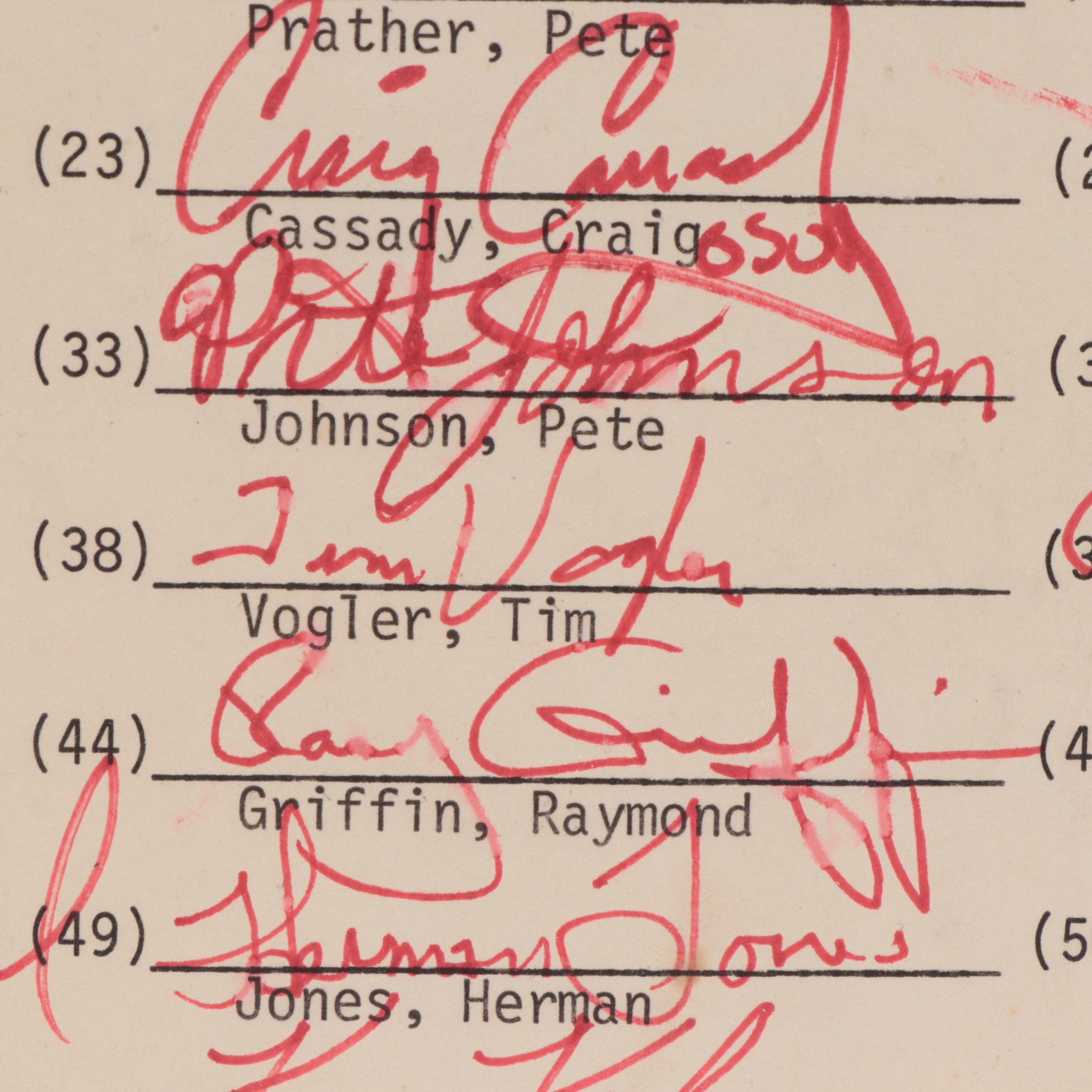 1975 Ohio State Buckeyes Football Signed Team Roster with Hayes, Griffin