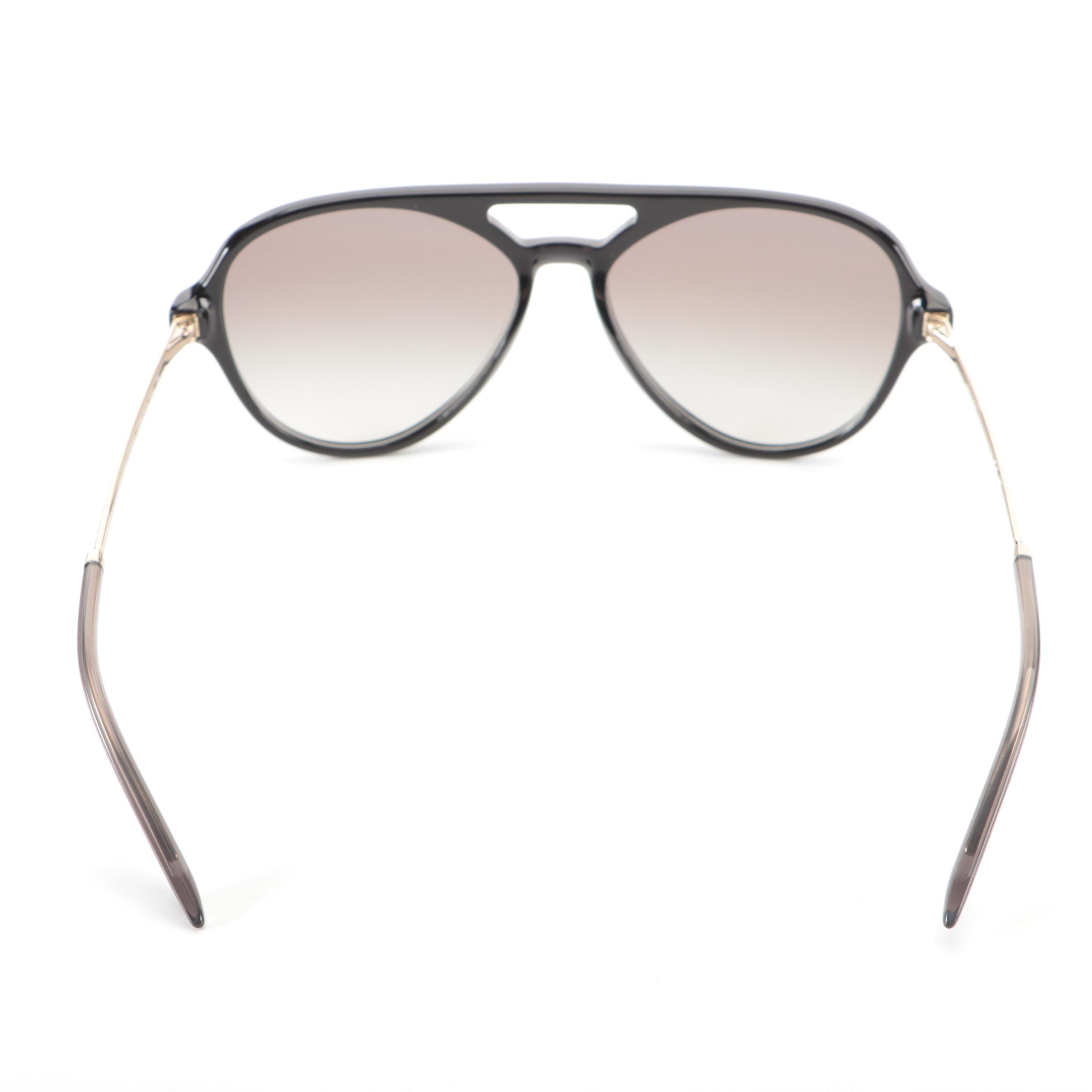 Prada Black Gradient Aviator Sunglasses with Case and Box