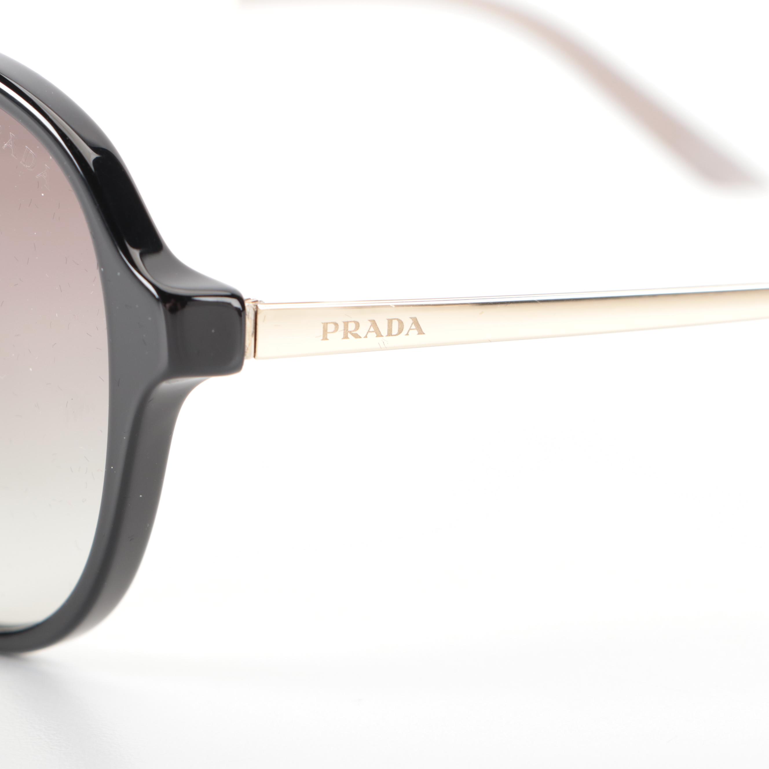 Prada Black Gradient Aviator Sunglasses with Case and Box