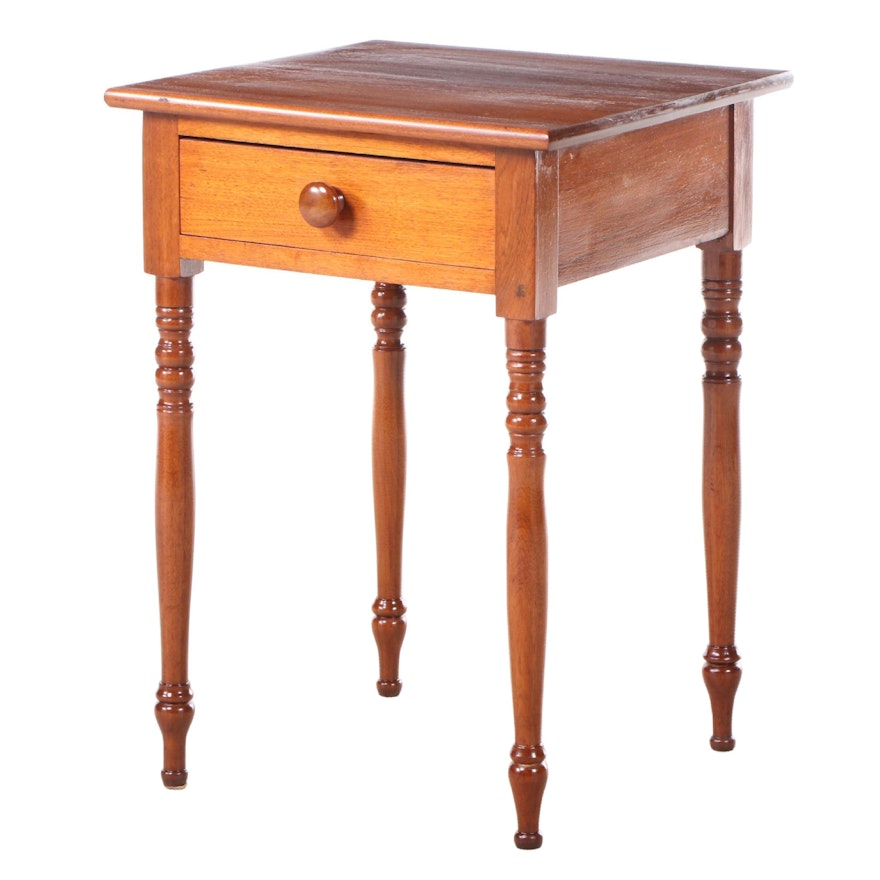 American Primitive Walnut Single-Drawer Side Table, Late 19th Century
